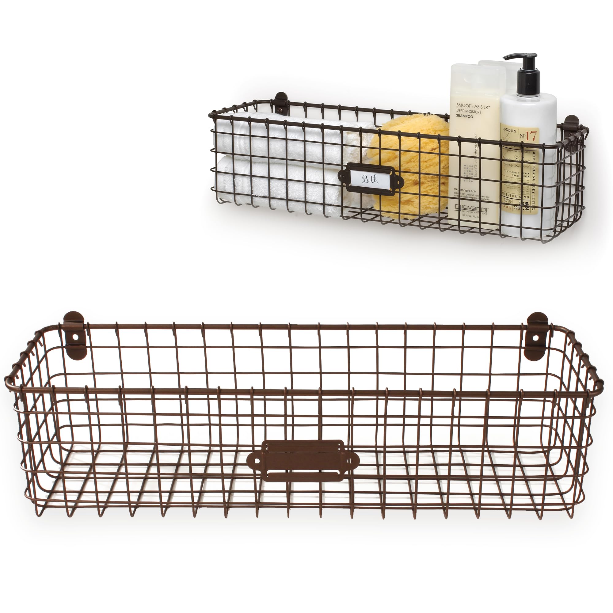 Spectrum Diversified Vintage Basket, Rustic Farmhouse Kitchen Storage Cabinet & Pantry Organizer, Wall-Mounted Storage & Organization, Bronze