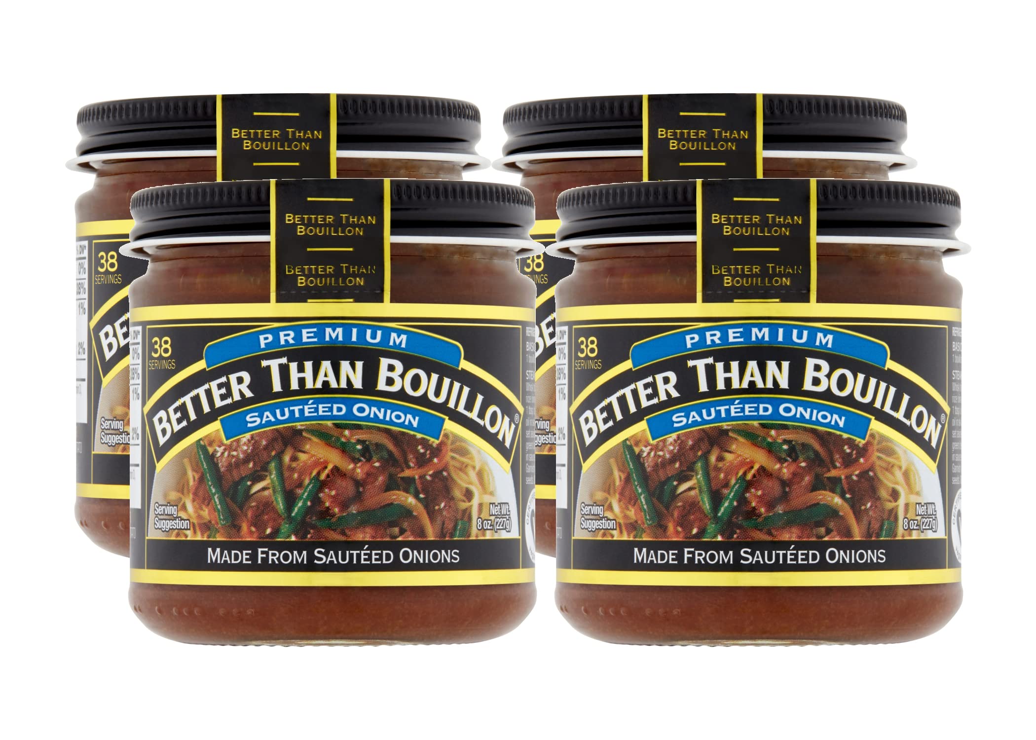 Better Than Bouillon Premium Sauteed Onion Base, Made from Sauteed Onions, Blendable Base for Added Flavor, 38 Servings Per Jar (8 Ounce (Pack of 4))