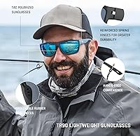 Vista 34 de TOREGE - Lentes de sol polarizados deportivos para hombres y mujeres, para ciclismo, correr, golf, pesca, TR26 Marco negro y lente plateado cobre