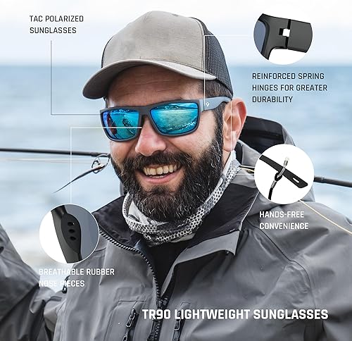 Miniatura 34 de TOREGE - Lentes de sol polarizados deportivos para hombres y mujeres, para ciclismo, correr, golf, pesca, TR26 Marco negro y lente plateado cobre