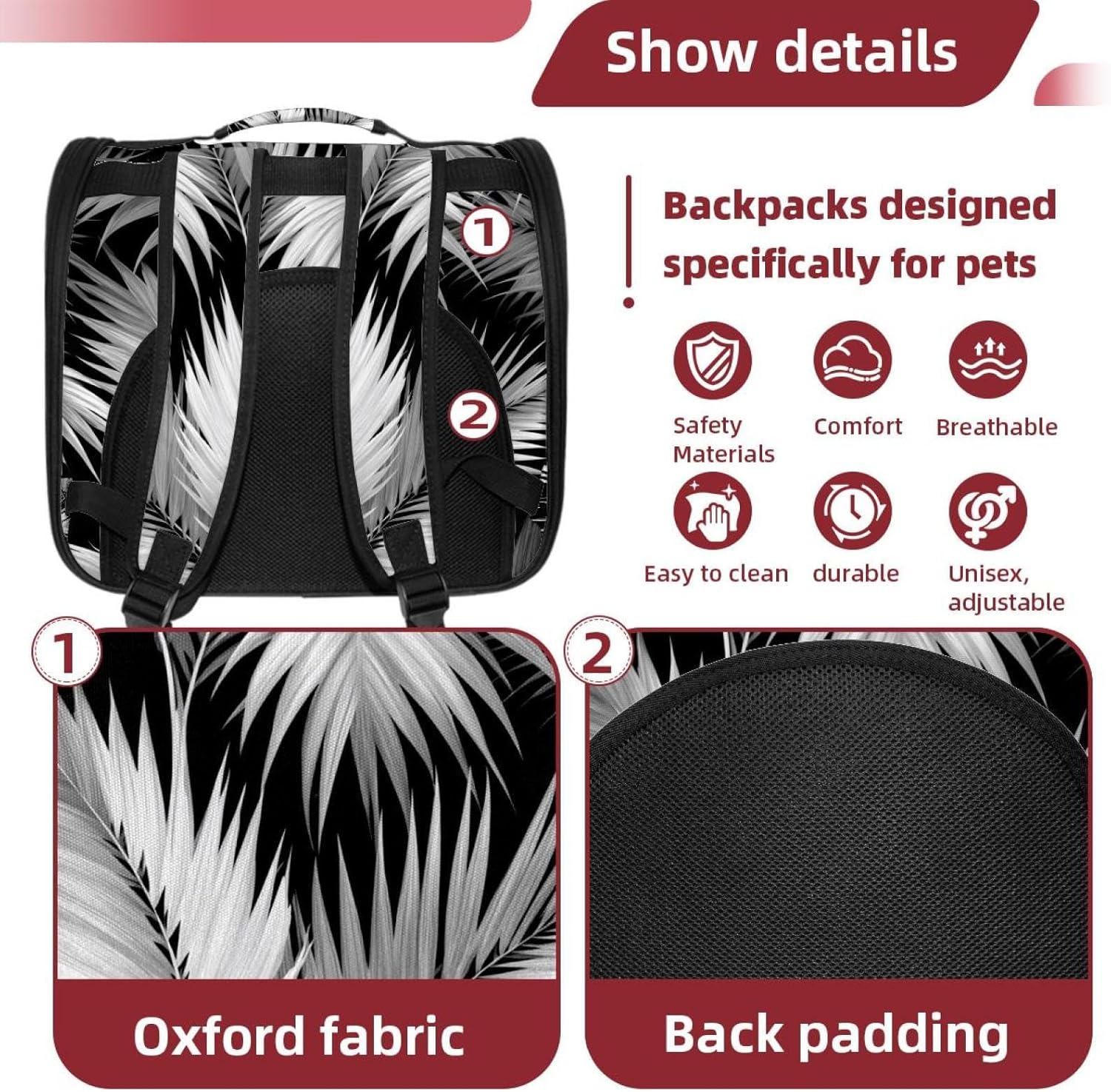 Portable Travel pet Backpack Carrier Hamster Bag Small Dog cat Carrier Breathable Hang Bag, Abstract Boho Art (3)