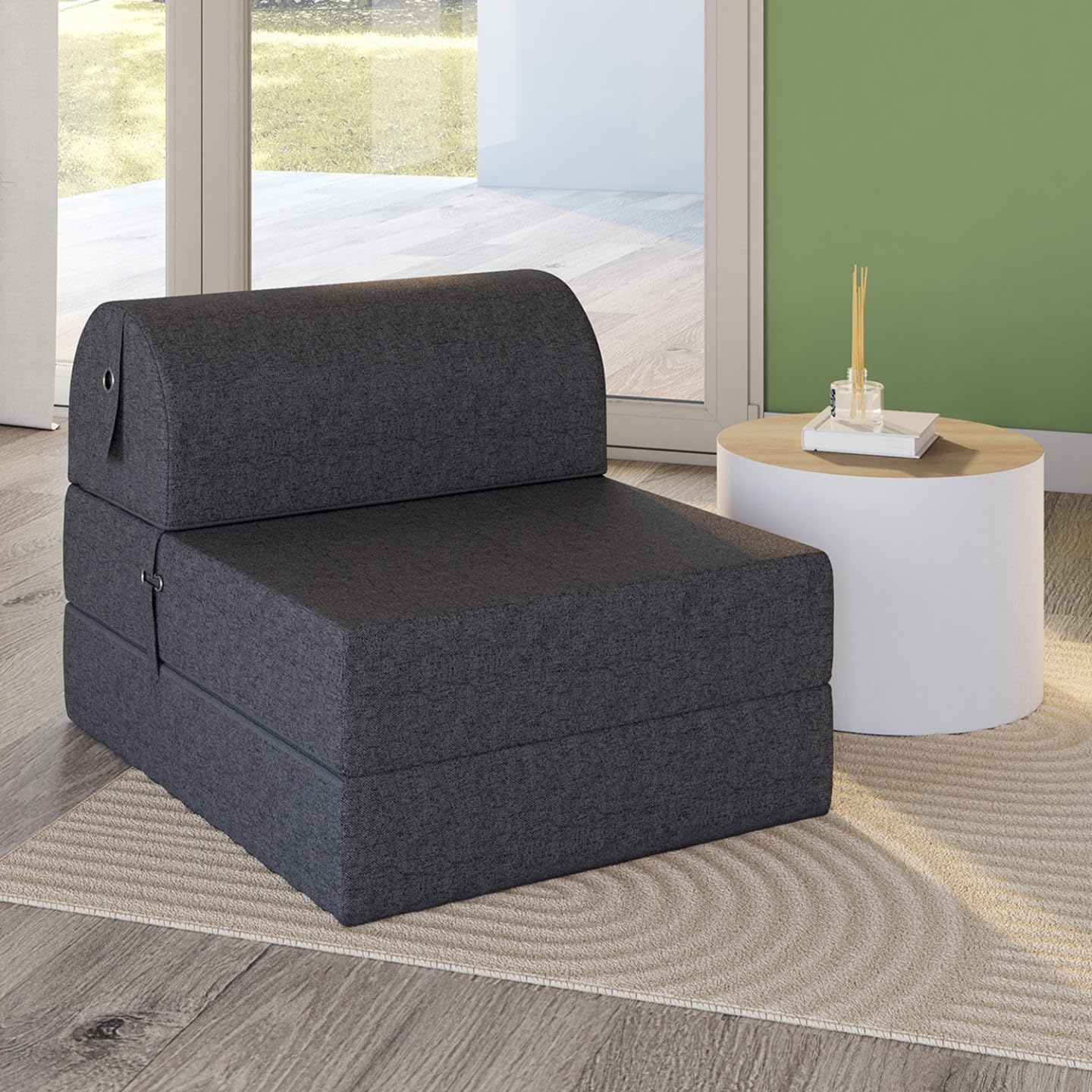 IDMarket - Chauffeuse Paloma en Tissu Gris Anthracite