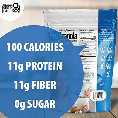 Miniatura 2 de Julian Bakery Cereal ProGranola  Vainilla y canela  0.42 oz de proteína  Paleo  2 carbohidratos netos  Sin gluten  Sin granos  Paquete de 3