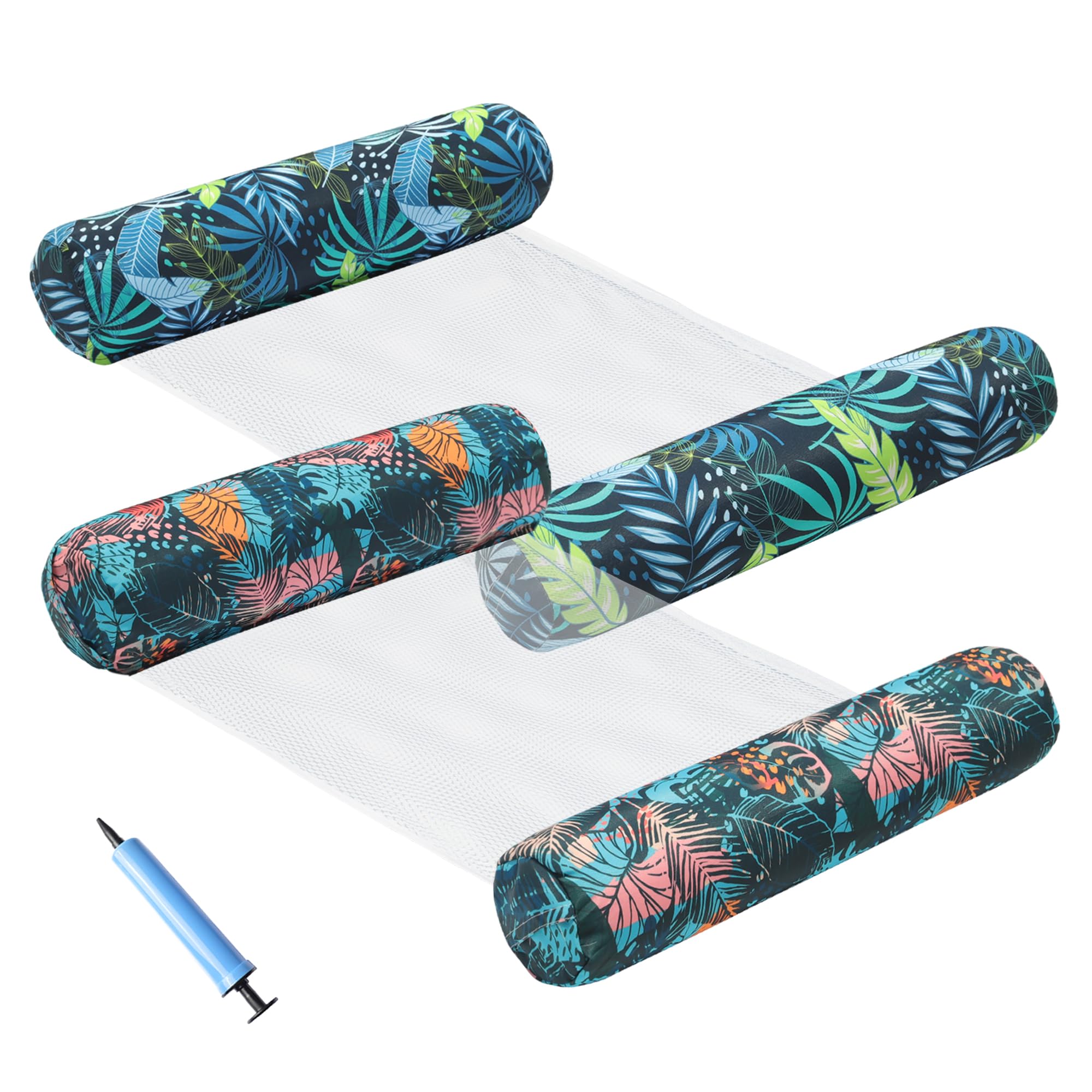 FindUWillFabric Pool Floats Hammock, XL, 2 Pack Inflatable Water Floaties 4-in-1 (Saddle, Lounge Chair, Drifter), Lake, Beach, Pool Accessories for Adults