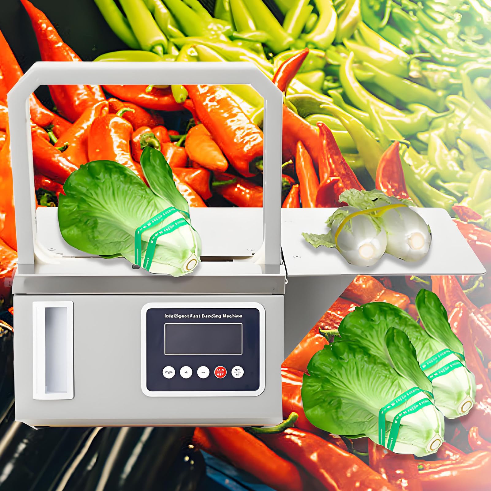 EpyGnom Vegetables Strapping Machine, Automatic OPP Strapping Fast Binding Machine, Hot Melt OPP Tape Bander with Count, Photoelectric Induction, for Supermarkets, Restaurants