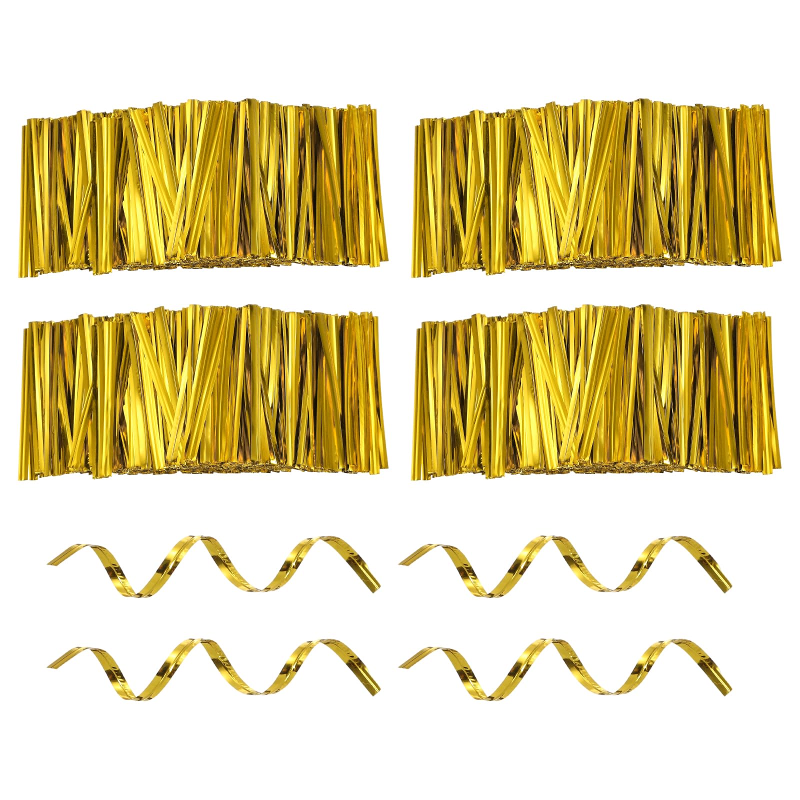 sourcing map 3200pcs Bag Twist Ties 60mm Reusable Metallic Twist Ties Wire Cable Ties Plastic Bag Sealers for Party Bread Candy Cake Present Supplies, Gold Tone