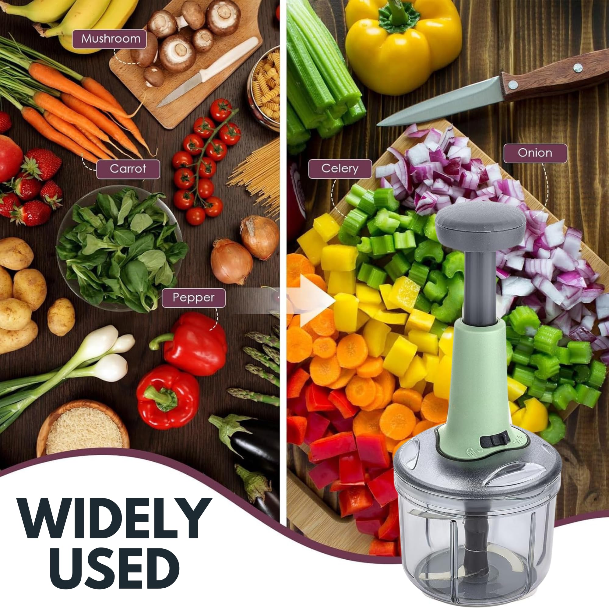 Frabble Kitchen Vegetable Chopper - Easy Push Manual Slicer -7 Frabble Kitchen Vegetable Chopper - Easy Push Manual Slicer -7
