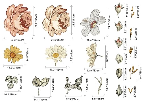 Miniatura 6 de Murwall Kids Floral Wall Decal Soft Vintage Peony Flower Wall Sticker