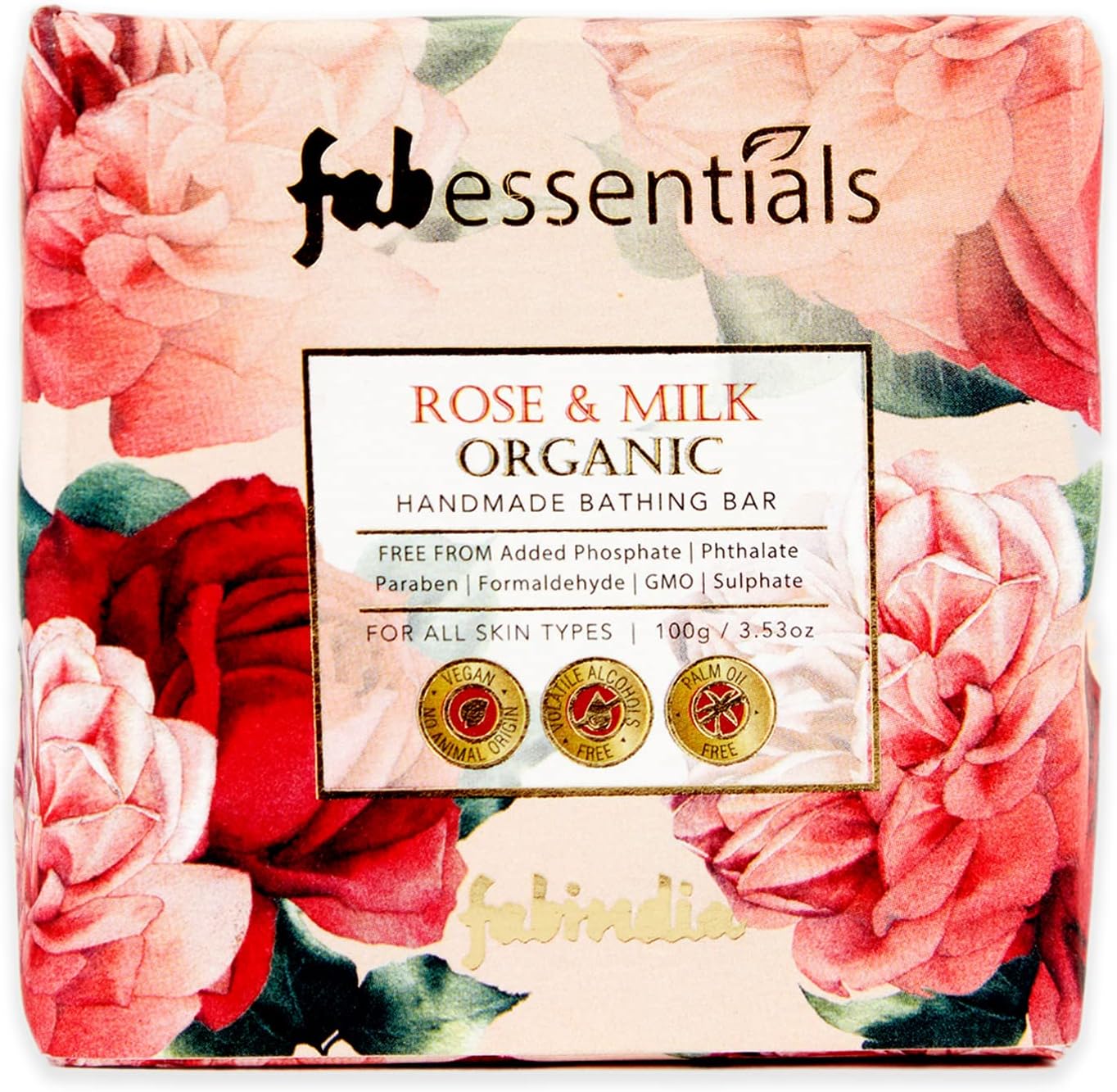 Rose & Milk Organic Handmade Bathing Bar - 100 gm