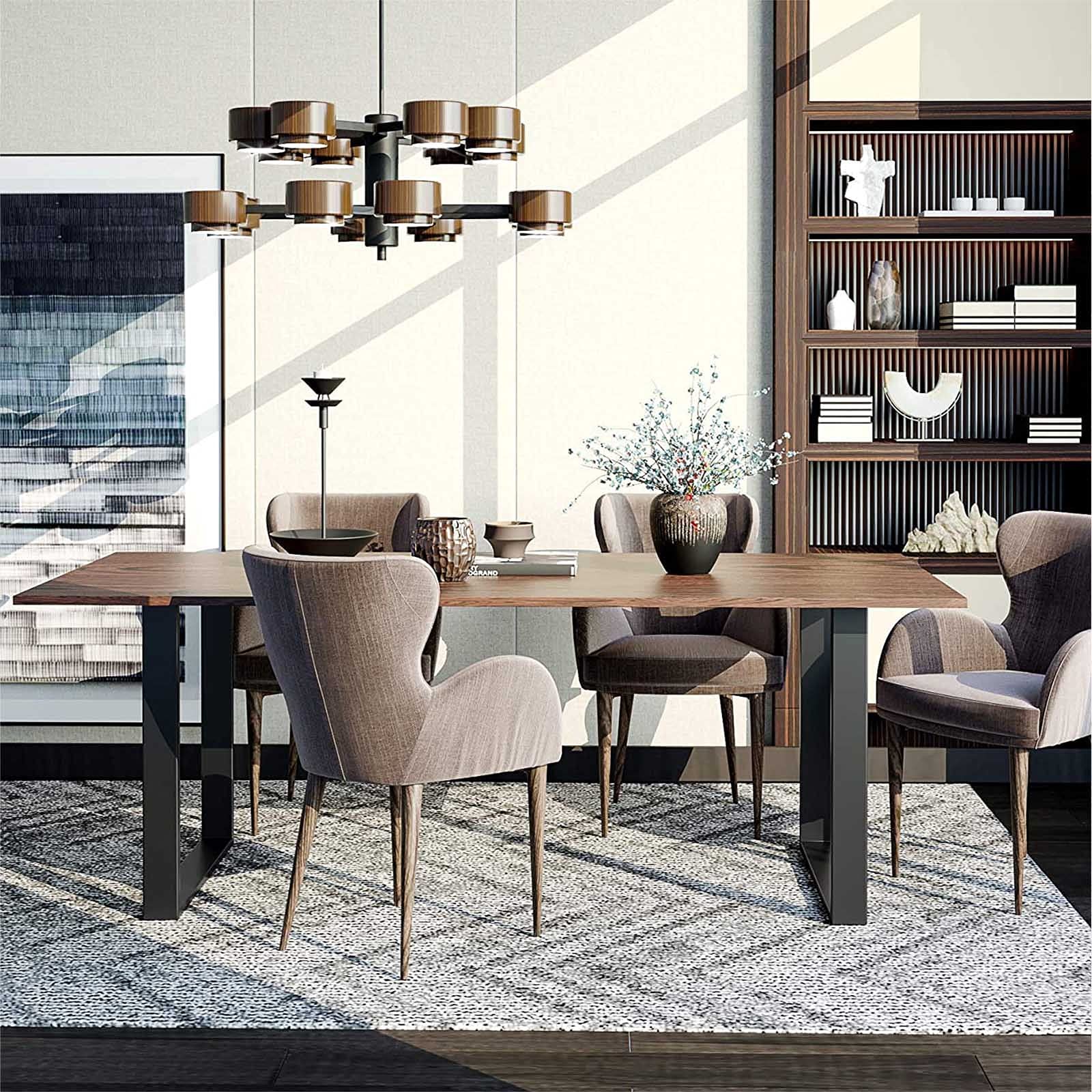 Regulowane metalowe nogi stołowe, antypoślizgowe i odporne na zużycie, do jadalni, baru i stolików kawowych (czarne, 50 * 70 cm/19,7 * 27,5 cala)