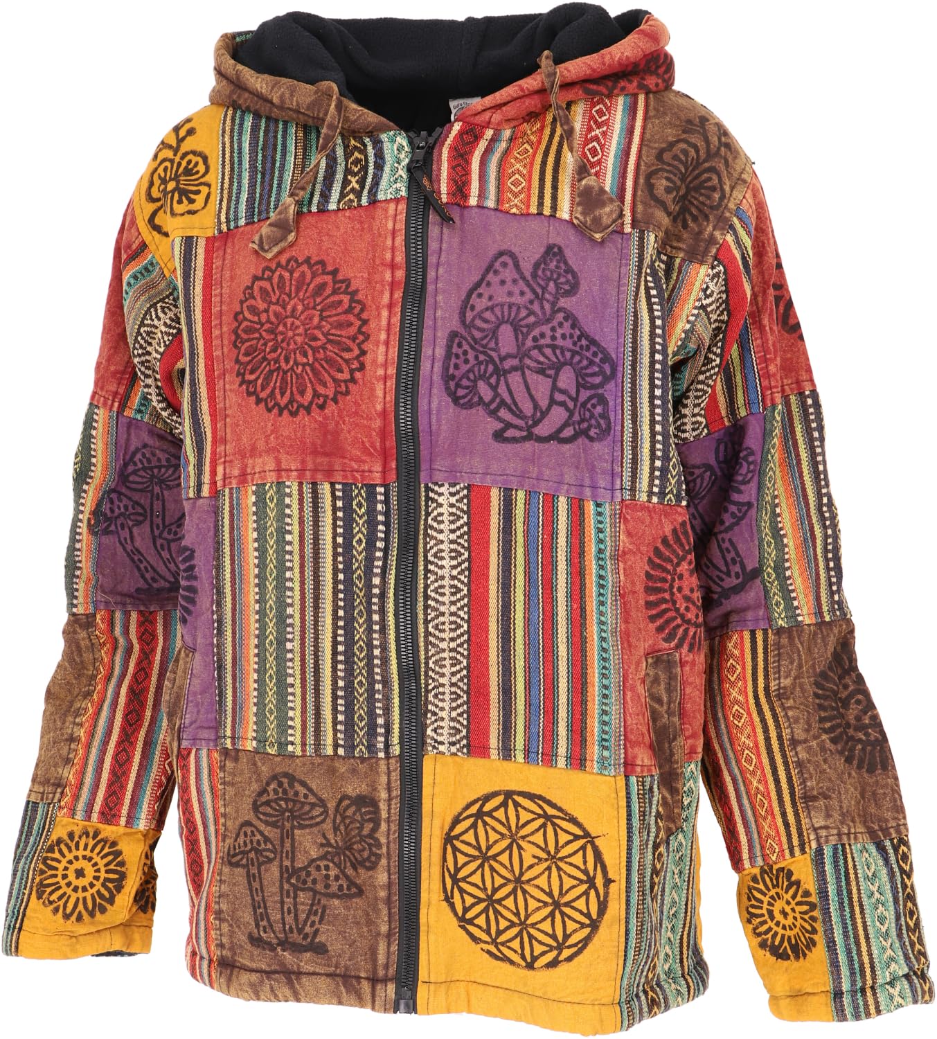 GURU SHOP Goa Jacke, Patchwork Sweatshirt Jacke, Herren