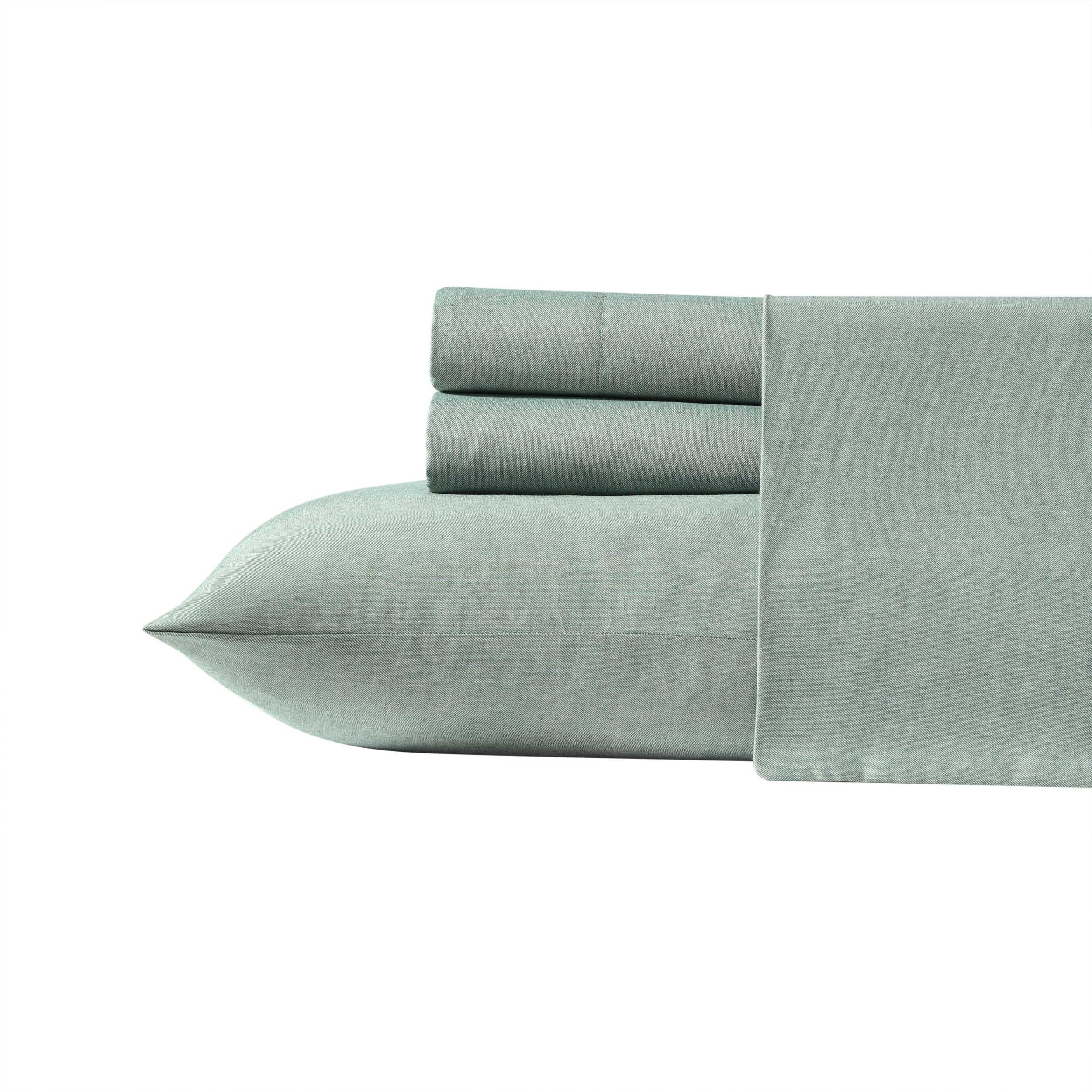 Tommy Bahama - Queen Sheet Set, Twill Weave Bedding with Matching Shams and Deep Pockets, Wrinkle-Resistant Bed Essentials, Oeko-Tex Certified (Paradise Twill Green, Queen)