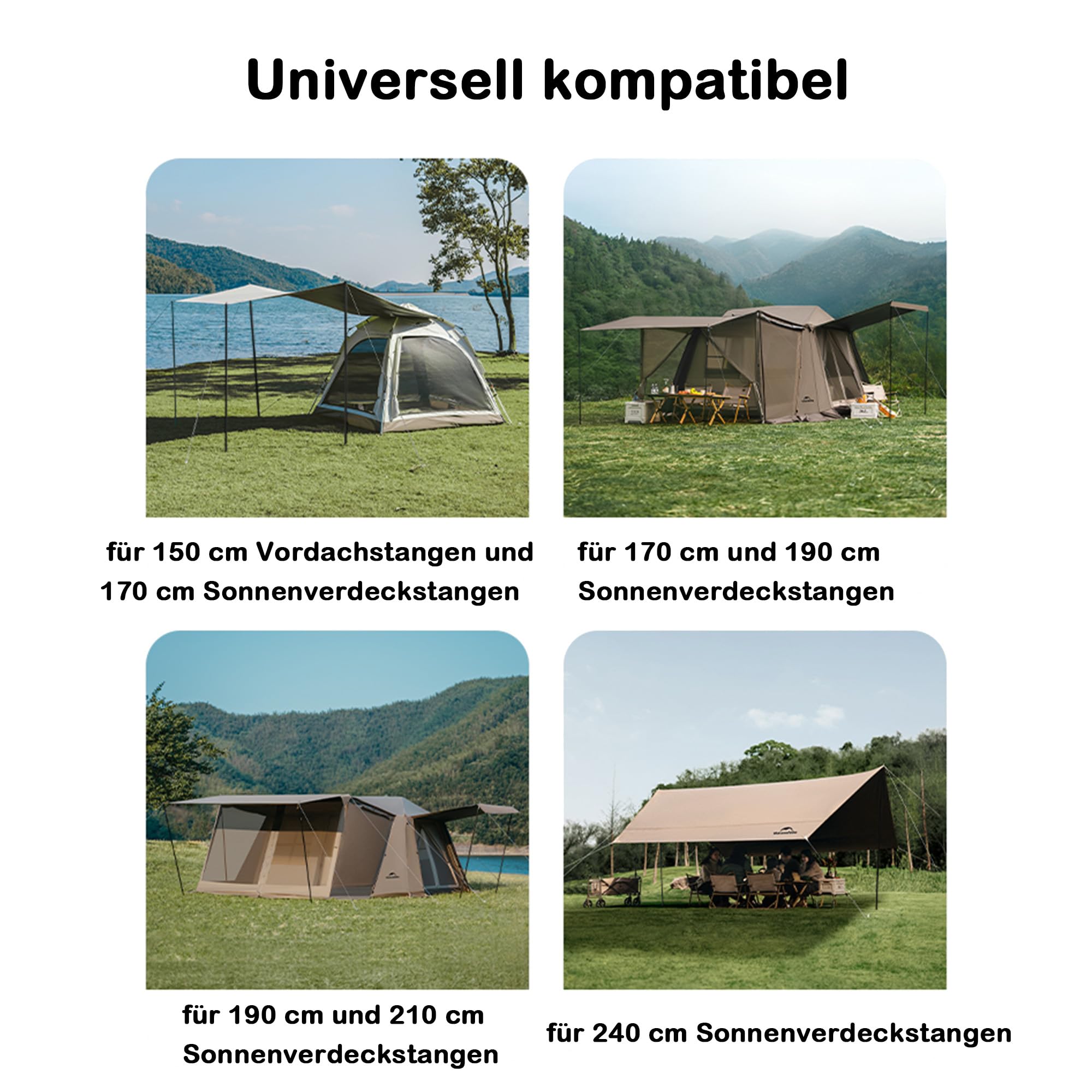 windhike Naturehike Sonnenverdeck Stange 2er-Set, Zeltstangen Windbeständig, Hochbelastbare Teleskopstange aus Eisen, Mehrzweck Aufstellstange, 2,5 mm verdickter Rohrdurchmesser
