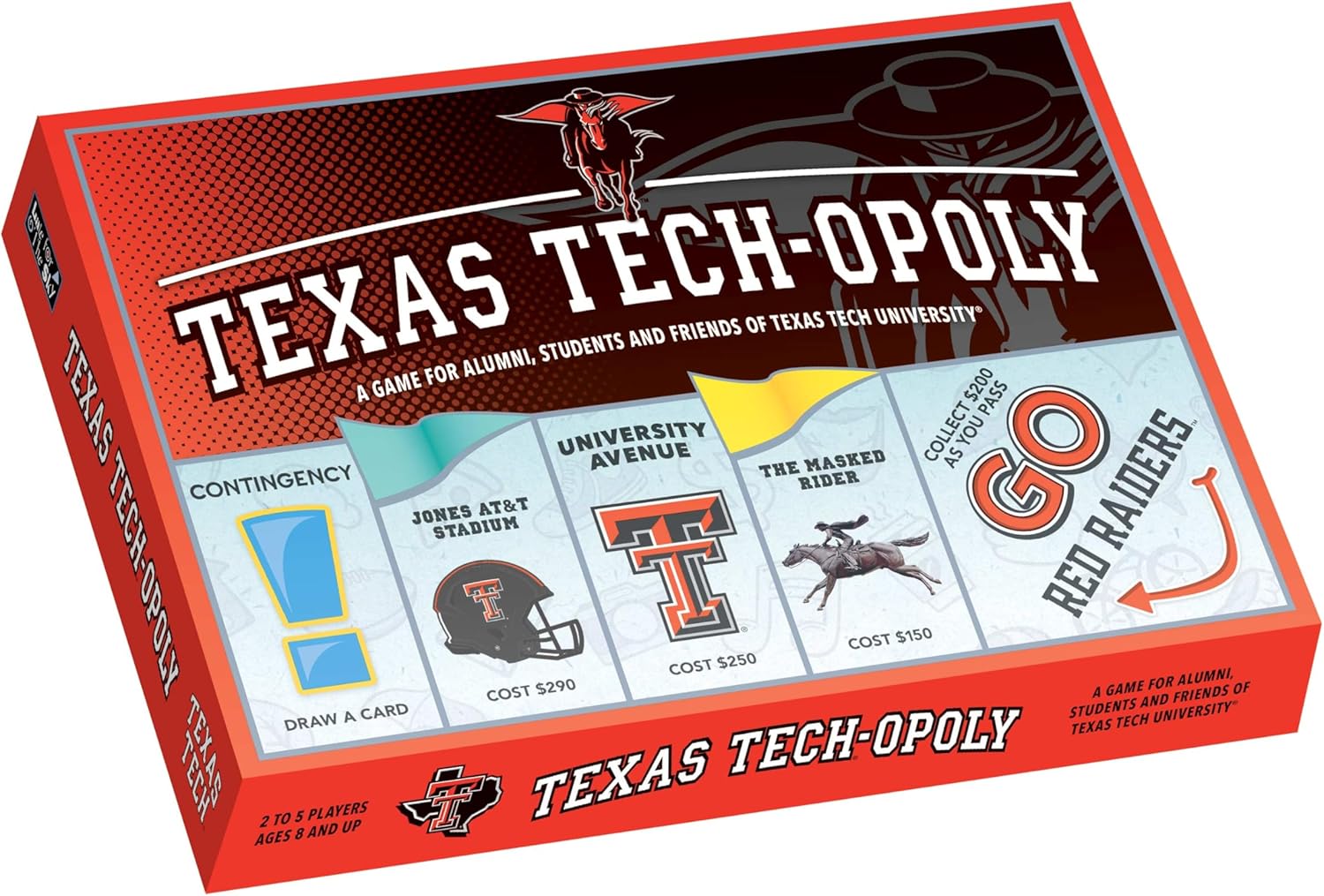 Late for The Sky Texas Tech-Opoly Board Game – Official University Campus Edition, Family Party Strategy Board Game for Adults and Kids, 2–6 Players, Ages 8+, Collect Credit Hours and Diplomas