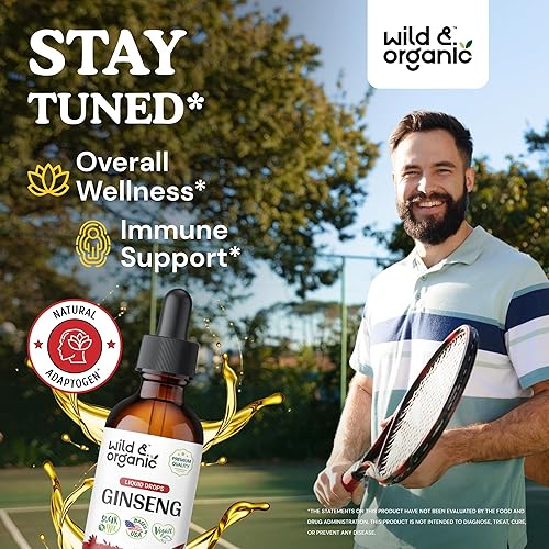 Miniatura 2 de Wild & Organic Tintura de ginseng - Líquido de extracto de Panax Ginseng rojo coreano - Gotas de apoyo inmunológico con ginseng rojo coreano -