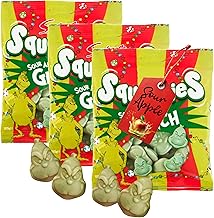The Grinch Squashies Sweets Bulk - Pack of 3 x 120g Apple Flavour Sour Sweets Grinch Face Foam Candies with Topline Card. Great for Christmas Stocking Fillers, Secret Santa Gifts for Kids