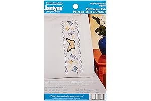 Janlynn Butterflies Stamped Cross Stitch Pillowcases 20 X30 Pair
