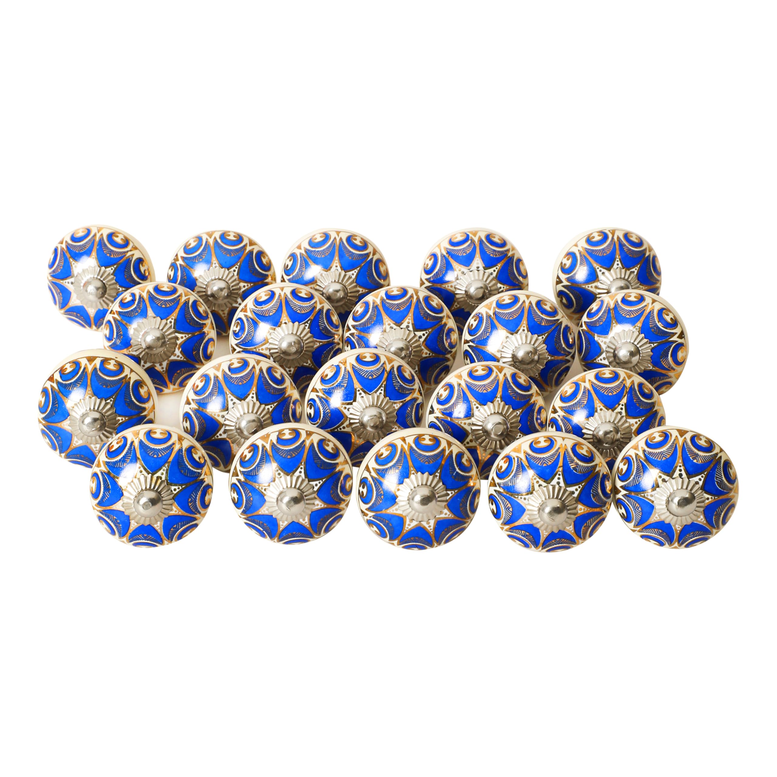 Shah Crafts.Ceramic Door Knobs for Assorted Door Knob Flower Designed Cupboard Cabinet Drawer Pulls & Chrome Hardware