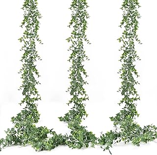 Hatoku 3 Pack Artificial Eucalyptus Garland Bulk Greenery Garland Decor, Fake Vines Faux Hanging Plant Garland for Table W...