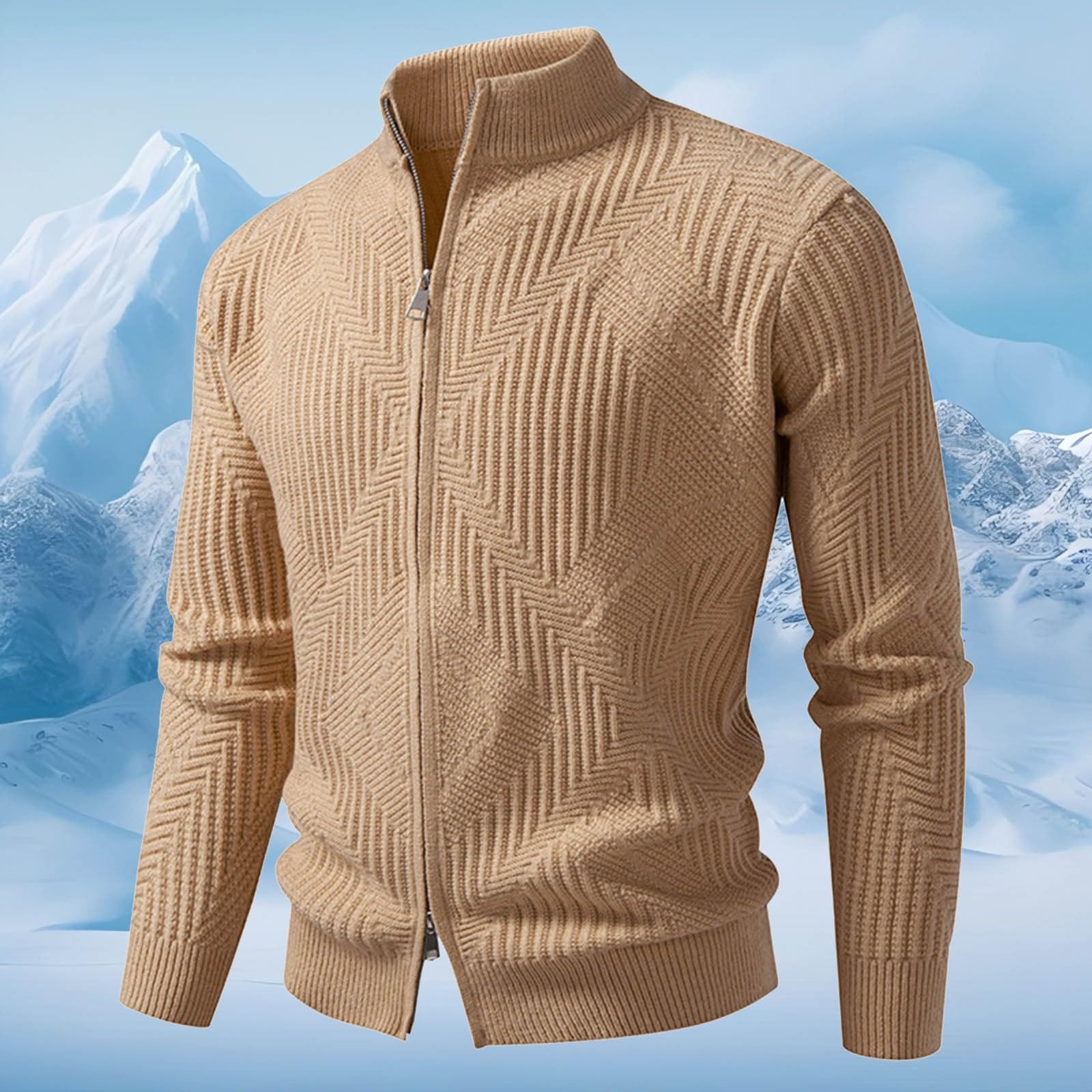 Generisch Jersey de invierno con cuello alto con cremallera de manga larga con forro polar para clima frío al aire libre