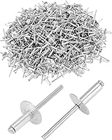 QWORK Large Flange Blind Rivets 500 Pack, 3/16" x 5/8" Aluminum Pop Rivets with 5/8" Flange for Strong Soft Material Grip