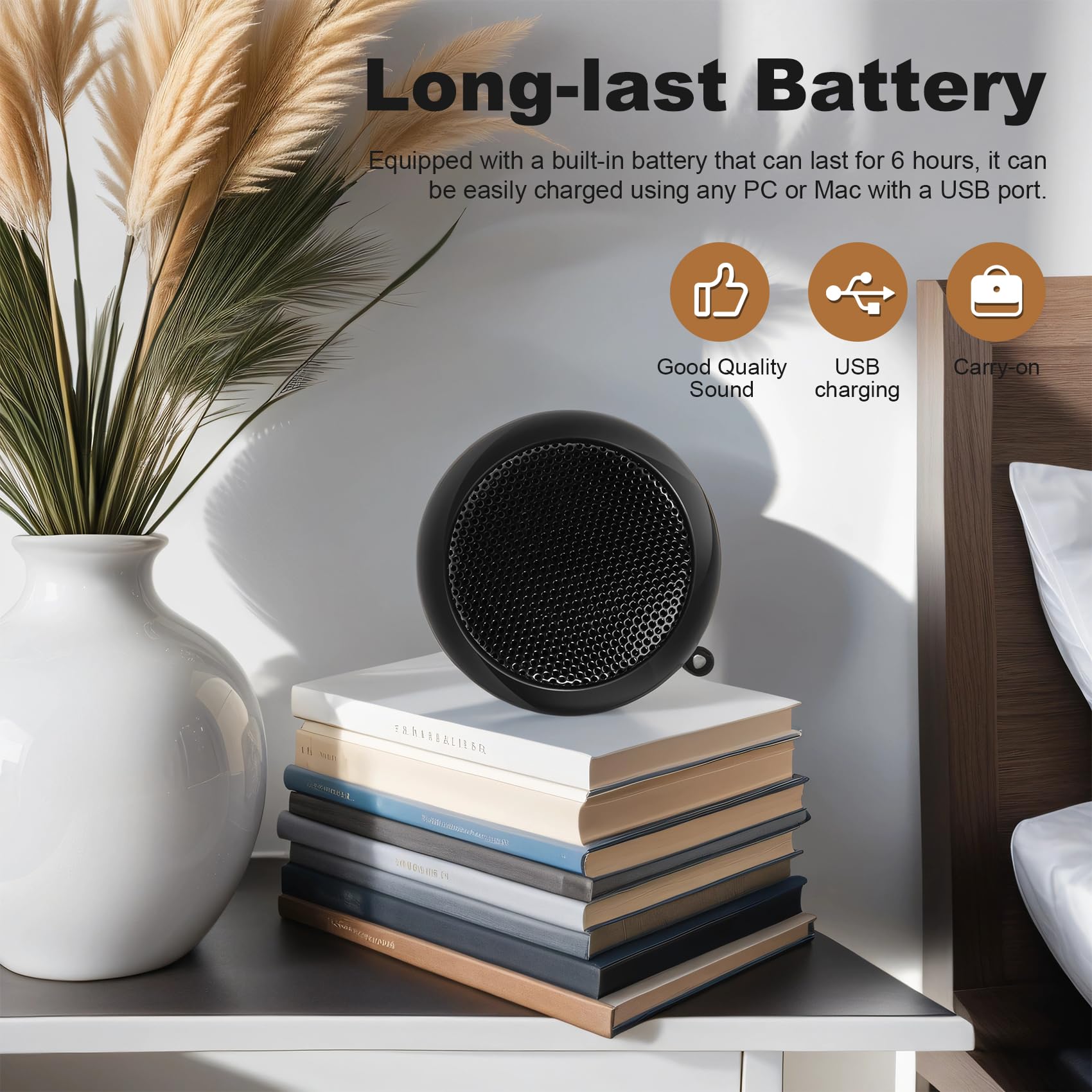 Kqcibz Mini Speaker Portable Rechargeable Travel Speaker with Aux Input Wired 3.5mm Headphone Jack, black, 500178732