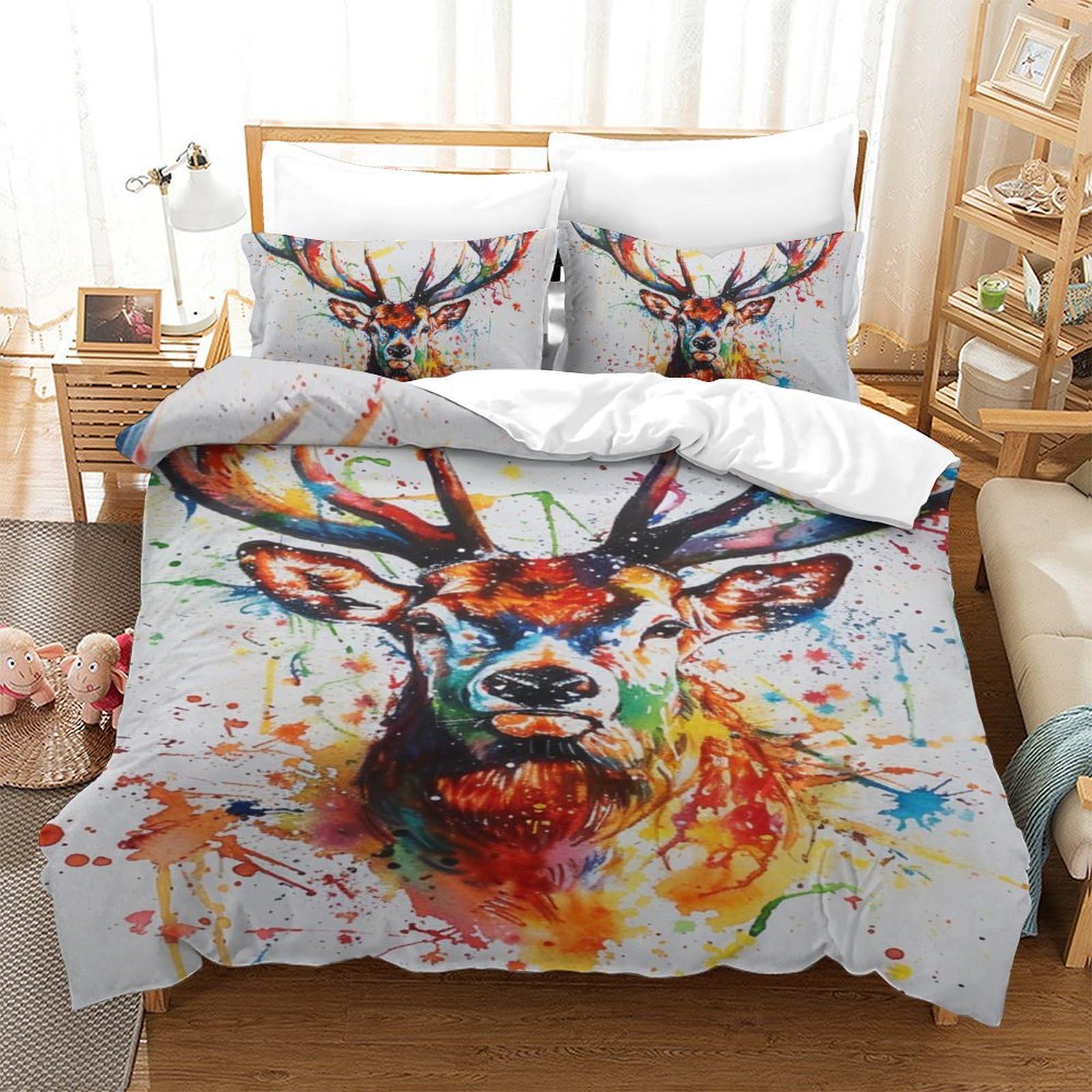 Parure de lit cerf 140x200 pour une chambre d'enfant douce, chaleureuse et facile à ranger