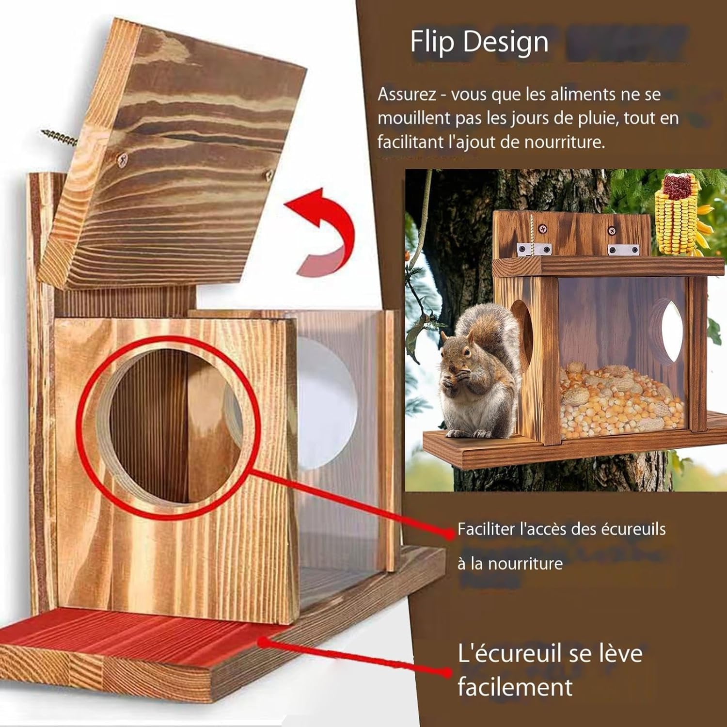 Squirrel Feeder - Squirrel Feeding Box, Outdoor Squirrel Feeder | Backyard Nut Bar Squirrel Feeding Tree, Tamia Wood Feeder with