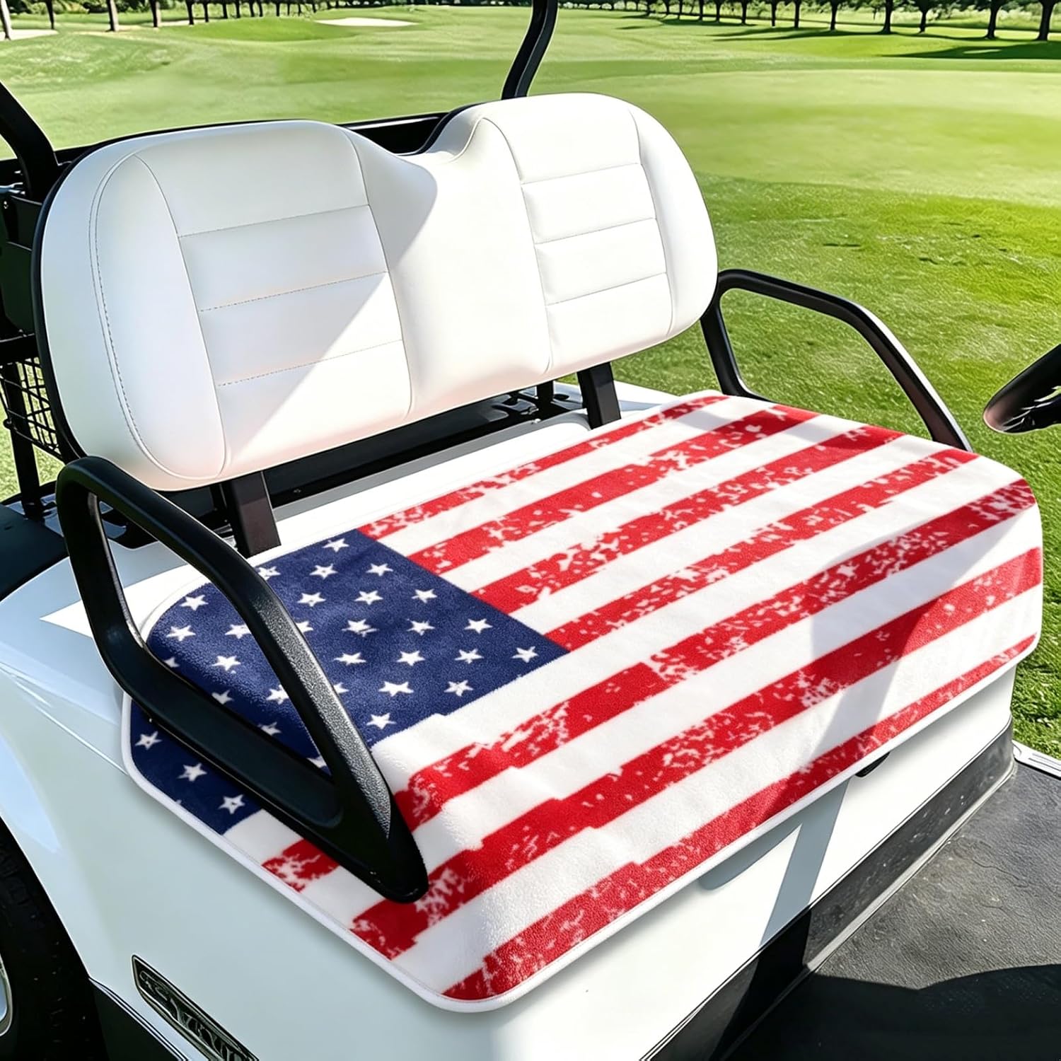 ORIGACH Distressed American Flag Golf Cart Seat Covers, 51x31inch