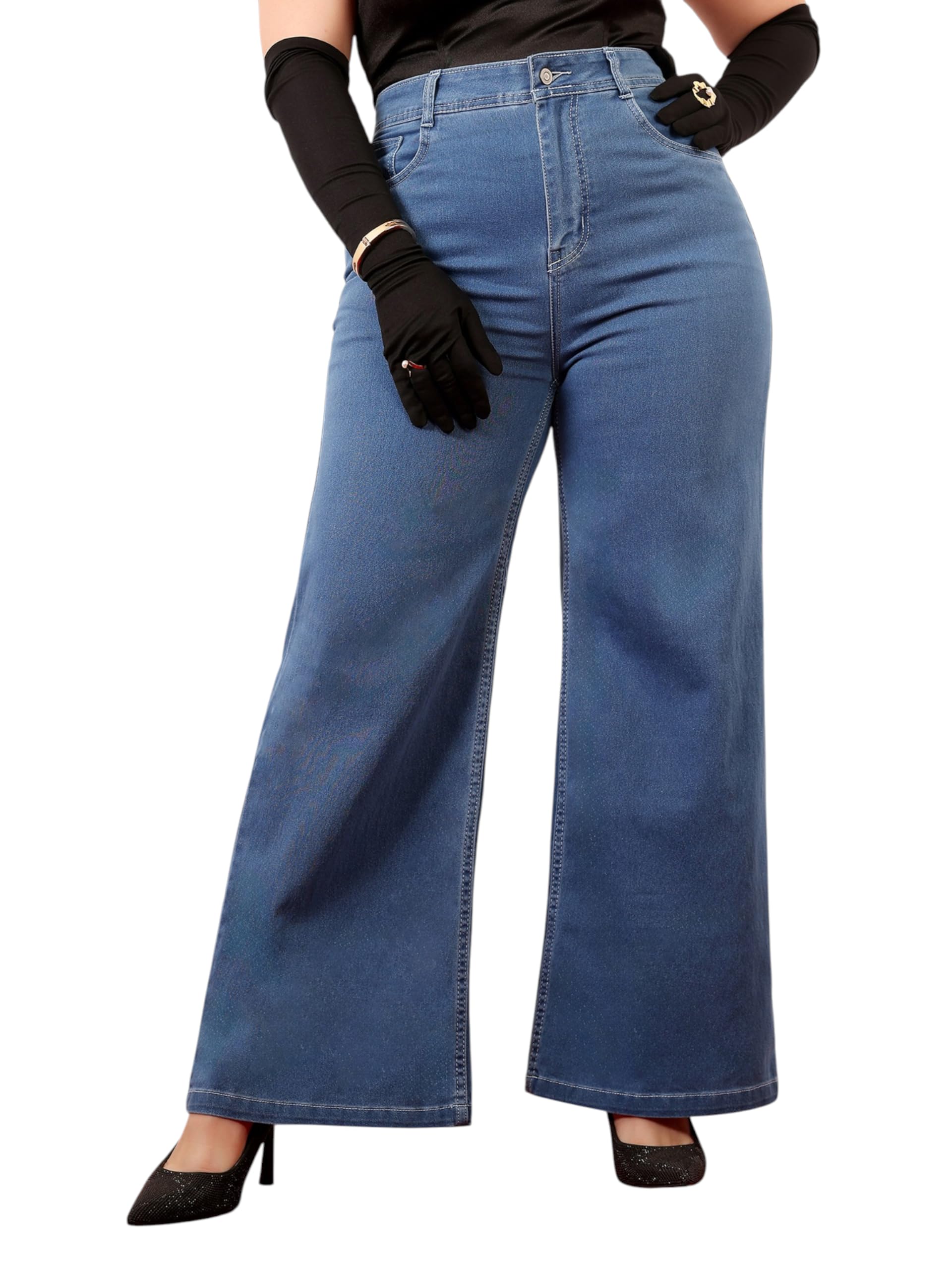 Miss Chase A+ Women's Bootcut High Rise Regular Length Stretchable Denim Jeans-picture-12