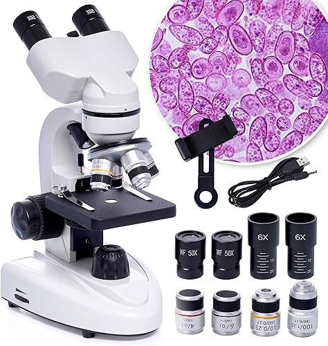 Microscopio compuesto binocular del LED 200X-5000X del microscopio compuesto profesional de los prismáticos de la ampliación con los oculares anchos