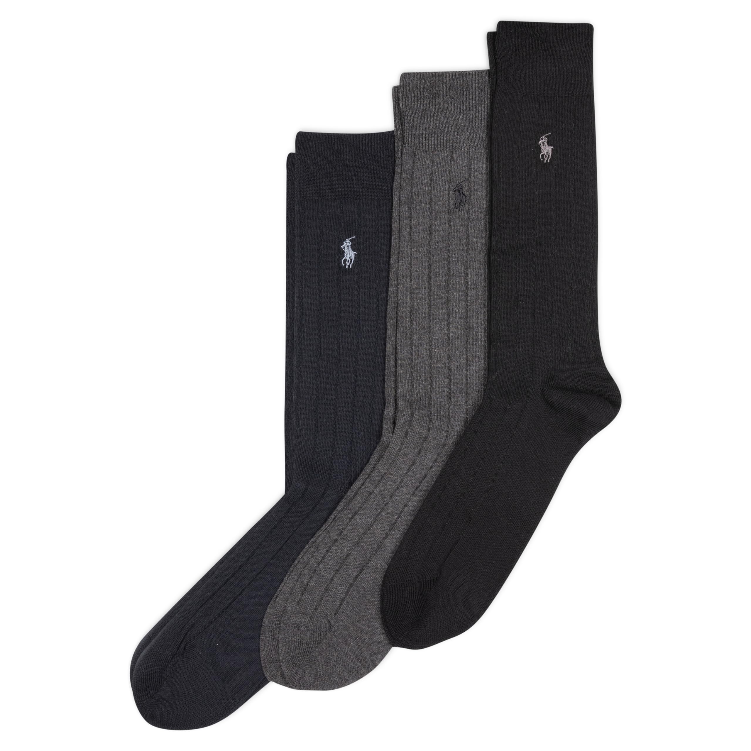 POLO RALPH LAUREN Men's Ribbed Dress Crew Socks (3-Pair)