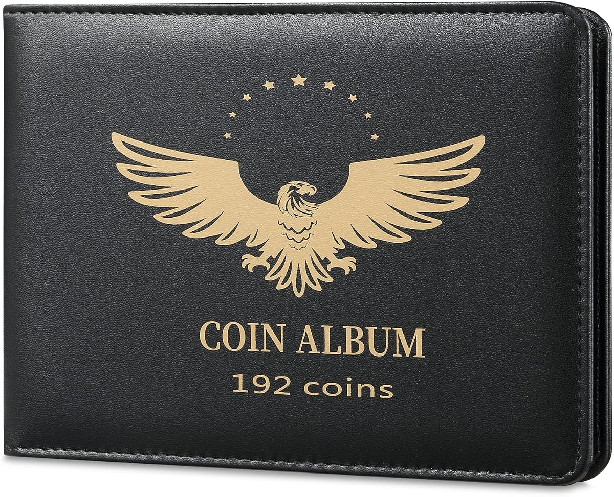 MUDOR Coin Collection Holder Book for Collectors, PVC FREE, 192 Pockets | Coin Album for Dime,Cent,Nickel,Quarter, Half Dollar, Silver Dollar,Coin Collection Supplies Organizer for Collectors