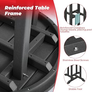 Costaelm Outdoor Bar Table, 37 Counter Height Round Patio Cocktail Bar Table, Patio Bar Table Bistro Dining Table Pub Table for Front Porch Deck, Backyard, Garden, Gray
