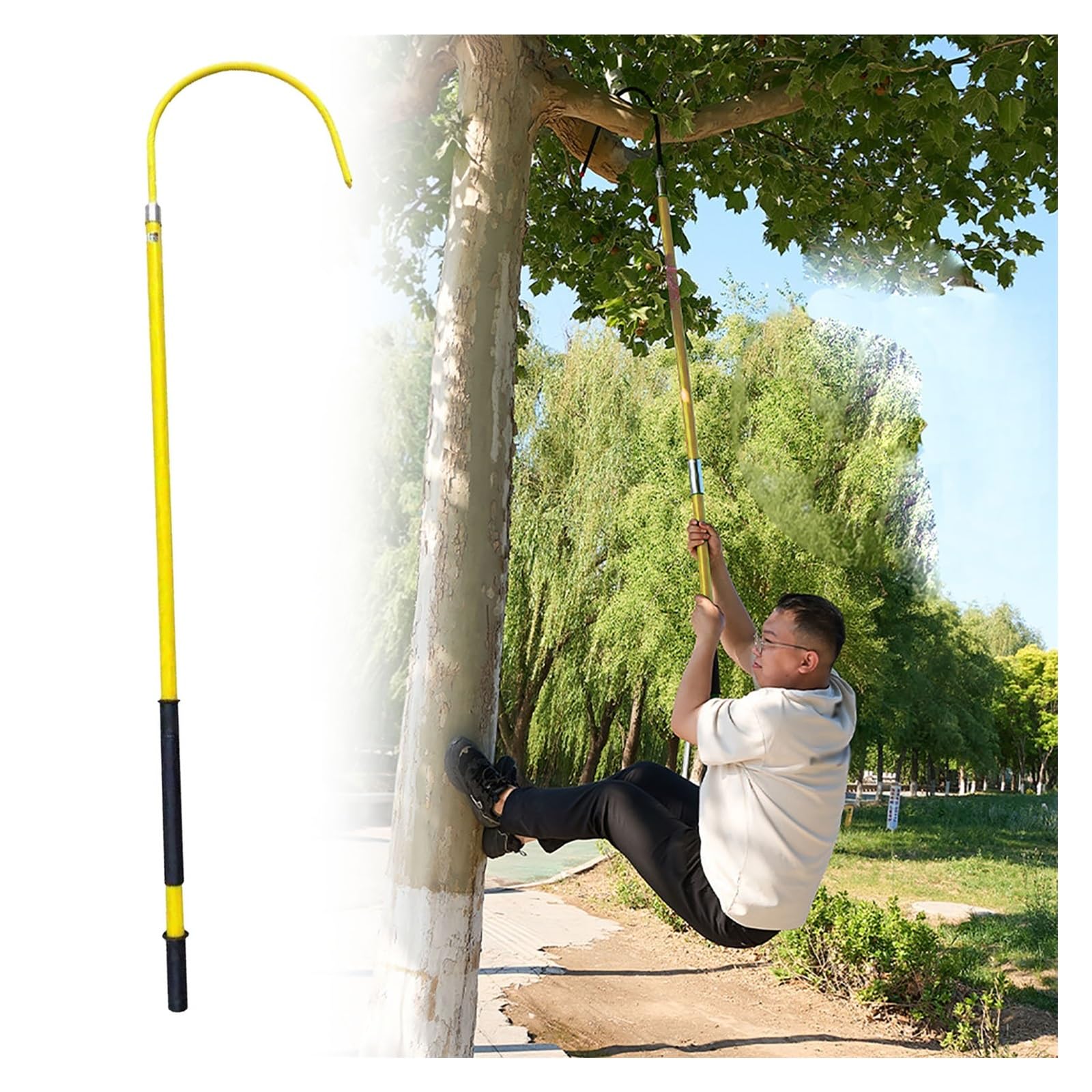 Jyhhcys Yellow Electric Shock Rescue Hook, Anti-Electrocution Insulated Rescue Hook For Circuit Breaker, Emergency Rescue Tool For Electricians, Linemen, Automotive Repairers(,35 Kv - 1.5M/4.9Ft)