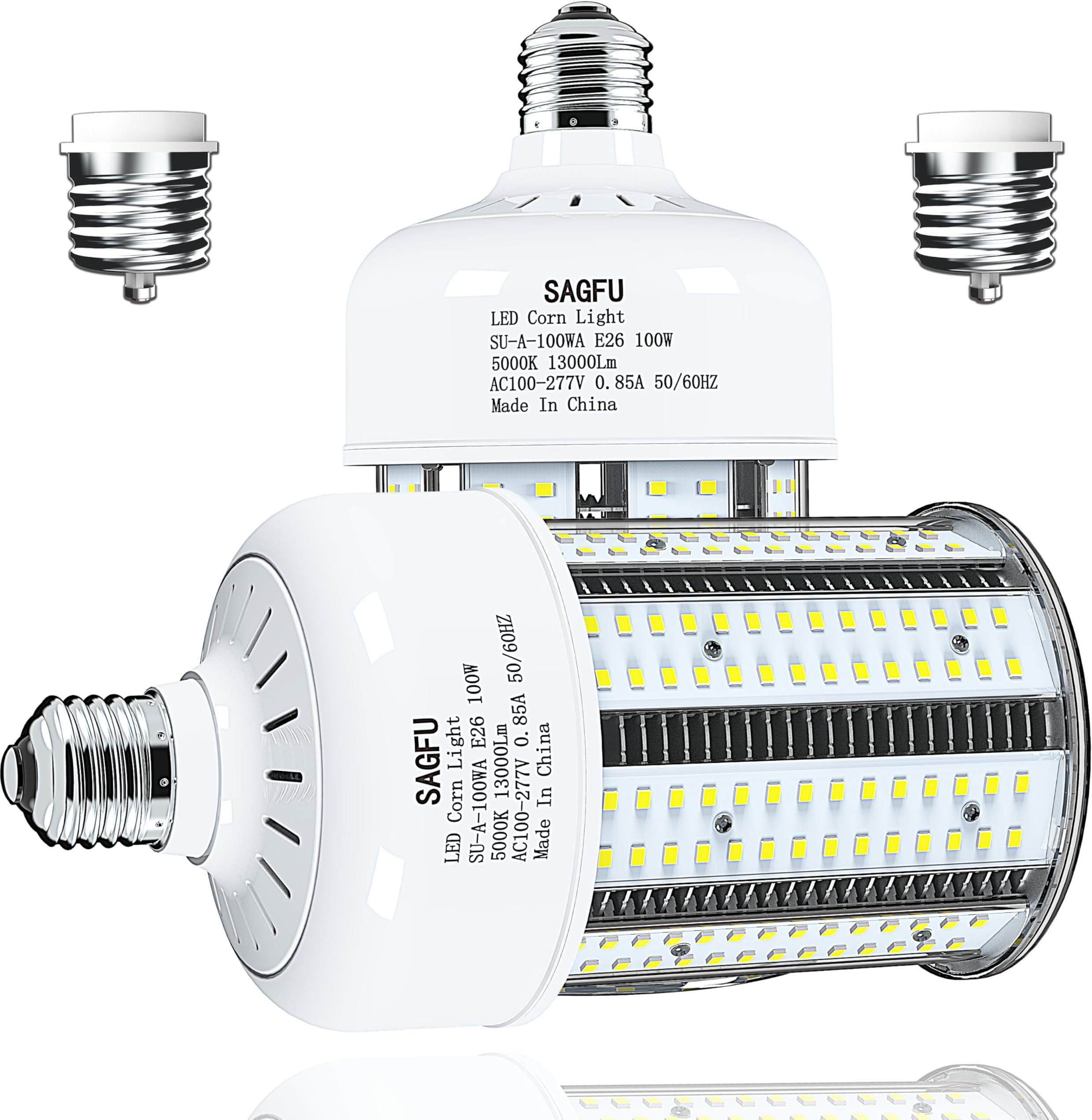 100W led Corn Light Bulb, led Corn Bulb 5000K Daylight White Lamp,2-Pack 1000W Equivalent 13000 Lumen Super Bright, E26/E39 Base for Outdoor Indoor Garage Warehouse Workshop