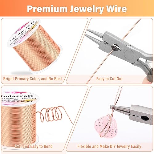 Miniatura 2 de Modacraft Alambre de cobre de calibre 20 para fabricación de joyas con alicates versátiles, alambre de acero inoxidable resistente al deslustre,