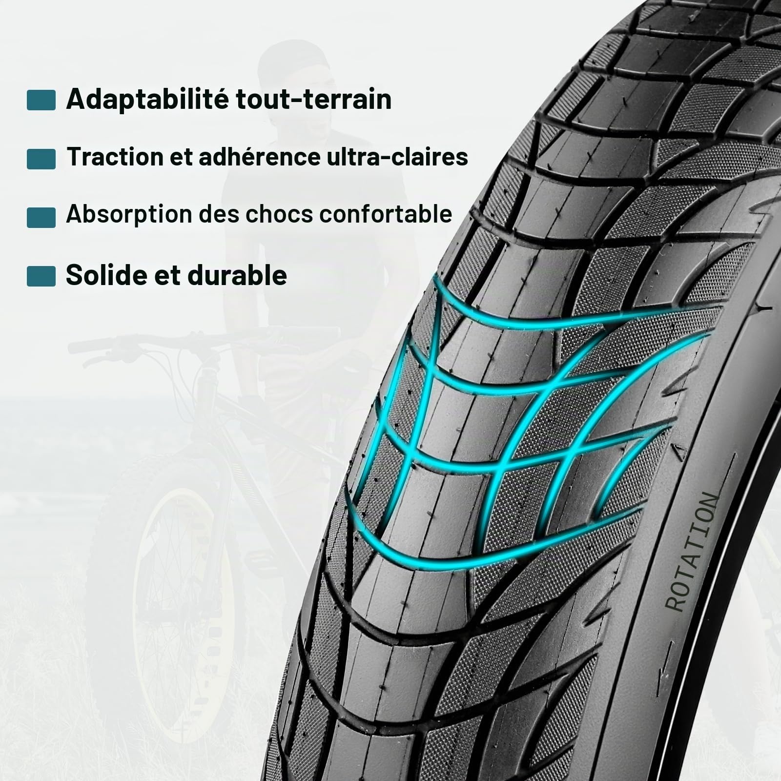 Pneu de vélo 20 x 3.0 - Pneus haute performance pour l'aventure et la vie quotidienne