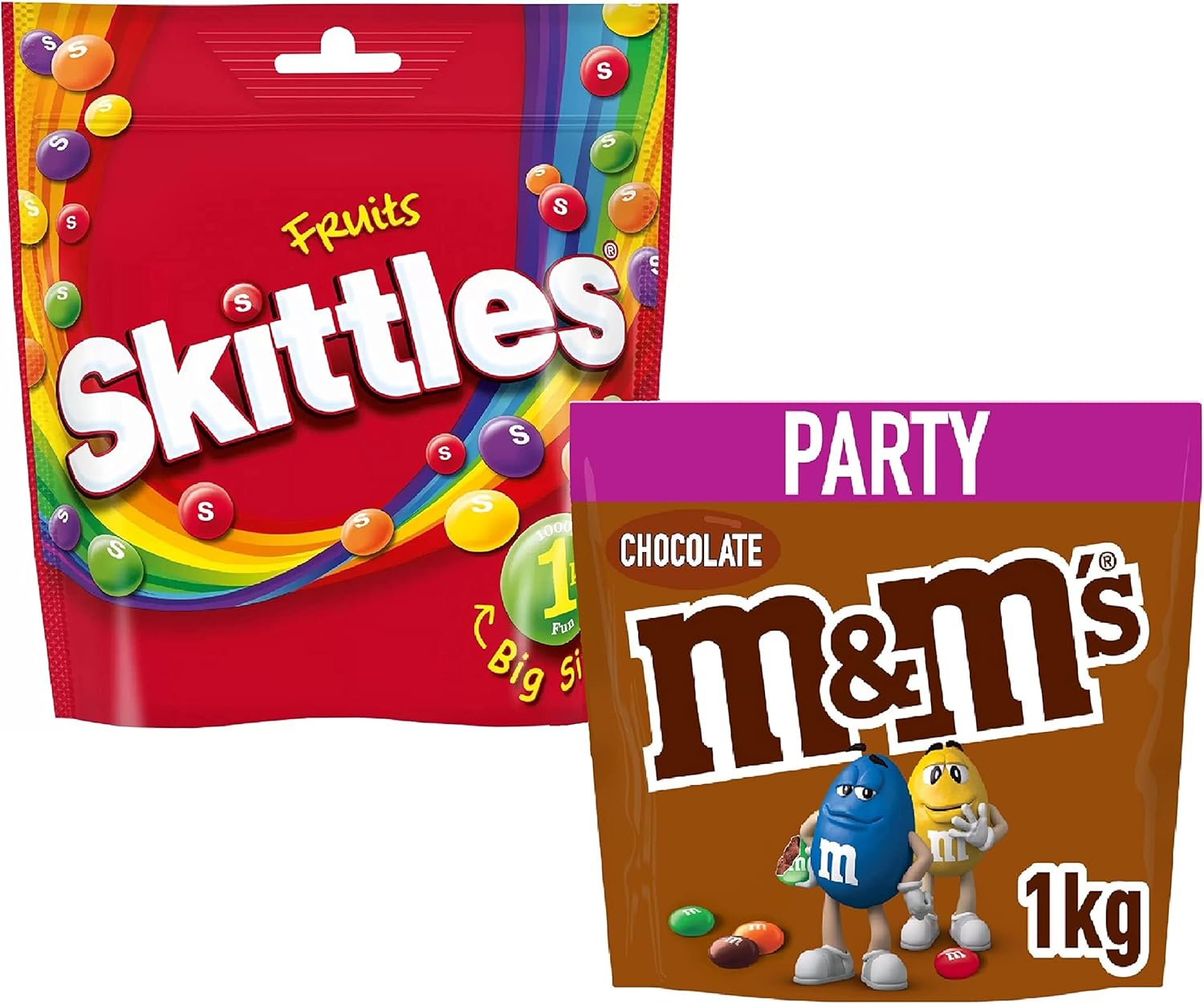 M&M's Chocolate & Skittles Sweets Bulk 1kg M&Ms Chocolate Party Bag