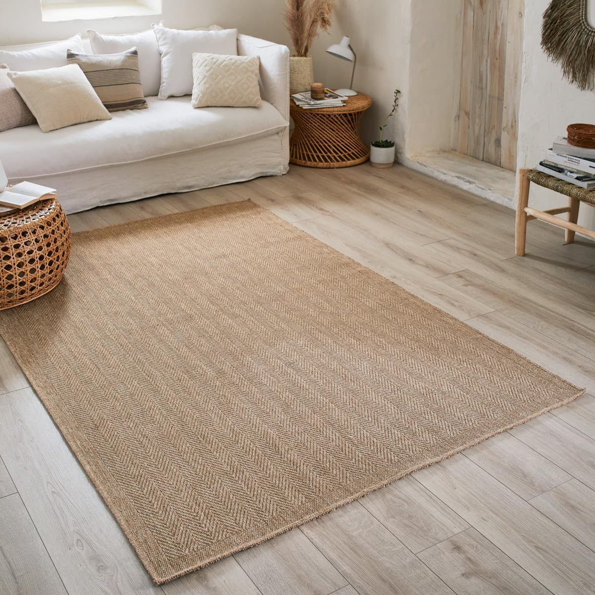 Atout Ciel Tapis Intérieur Extérieur Effet jonc de mer, 160 X 230cm, Beige