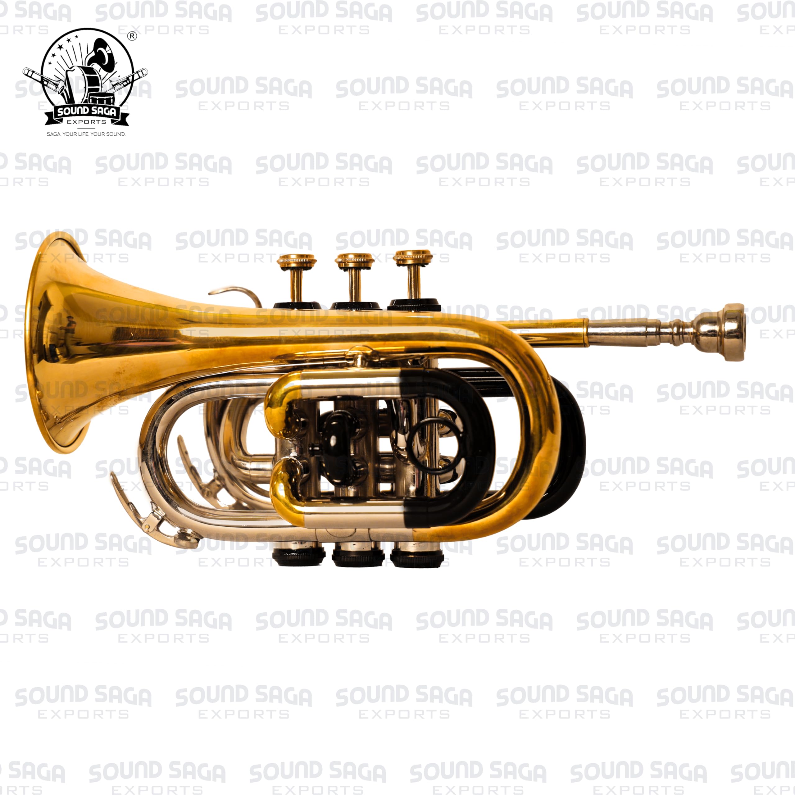 Instrumento de latón para trompeta de bolsillo Bb | Instrumento hecho a mano con precisión | Ideal para estudiantes, orquesta, conciertos y principiantes | Boquilla y funda de transporte dura incluida
