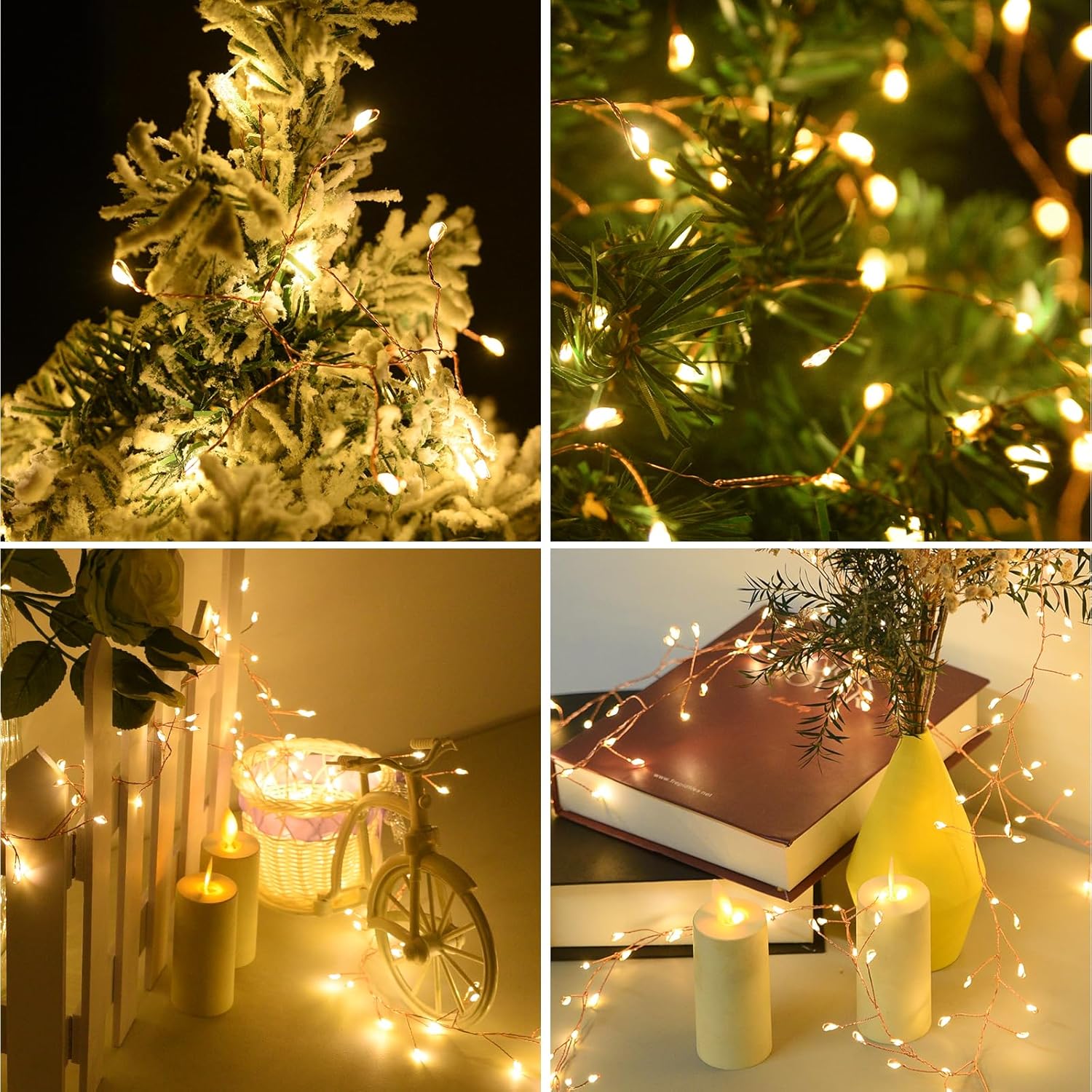 Dailyart 300 LED Fairy Lights with Remote, Warm White, 8 Modes, Plug in, Waterproof, Christmas Decoration, 10ft
