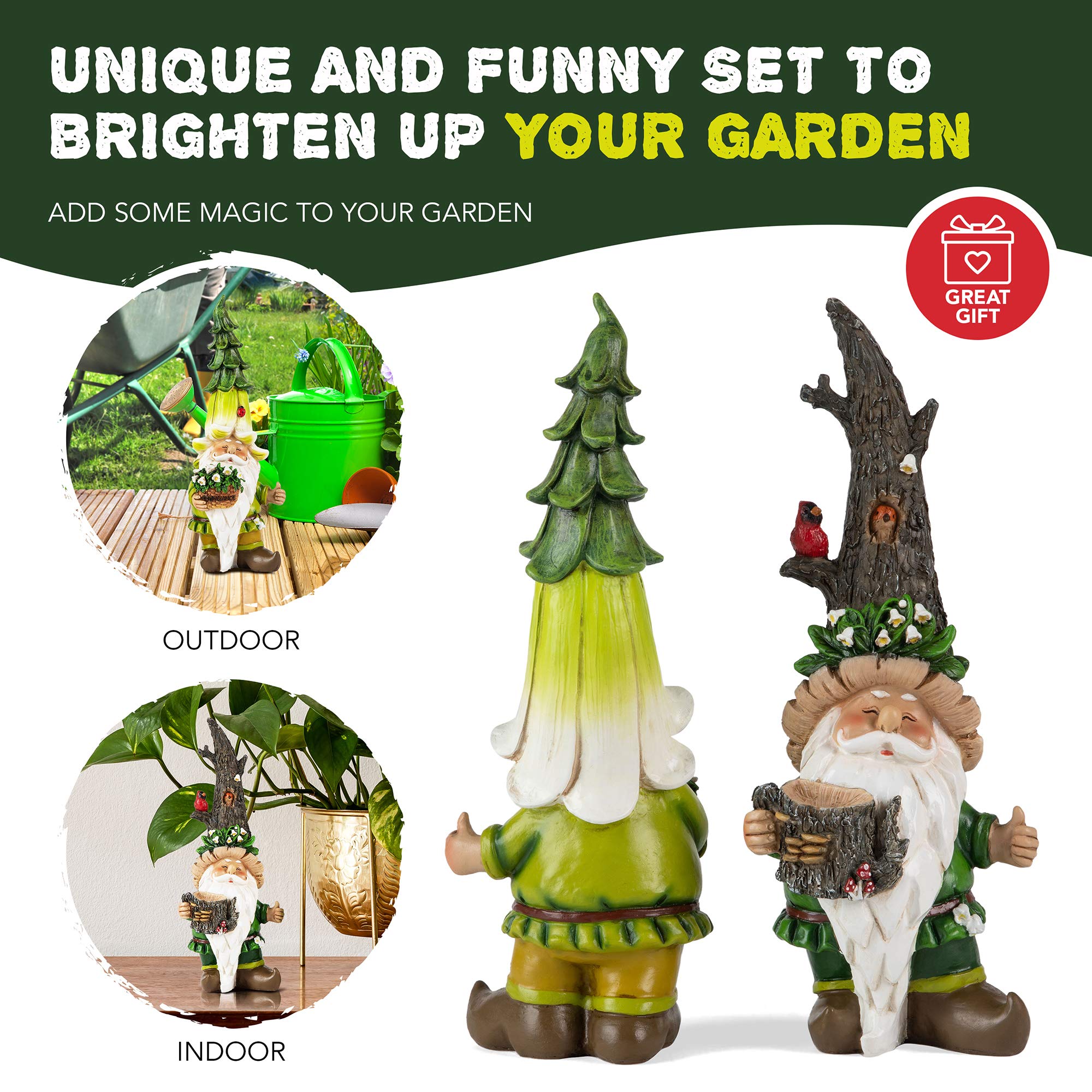 Patio, Lawn & Garden Garden Sculptures & Statues Outdoor Statues Unique Gnome Set of 2 Cute