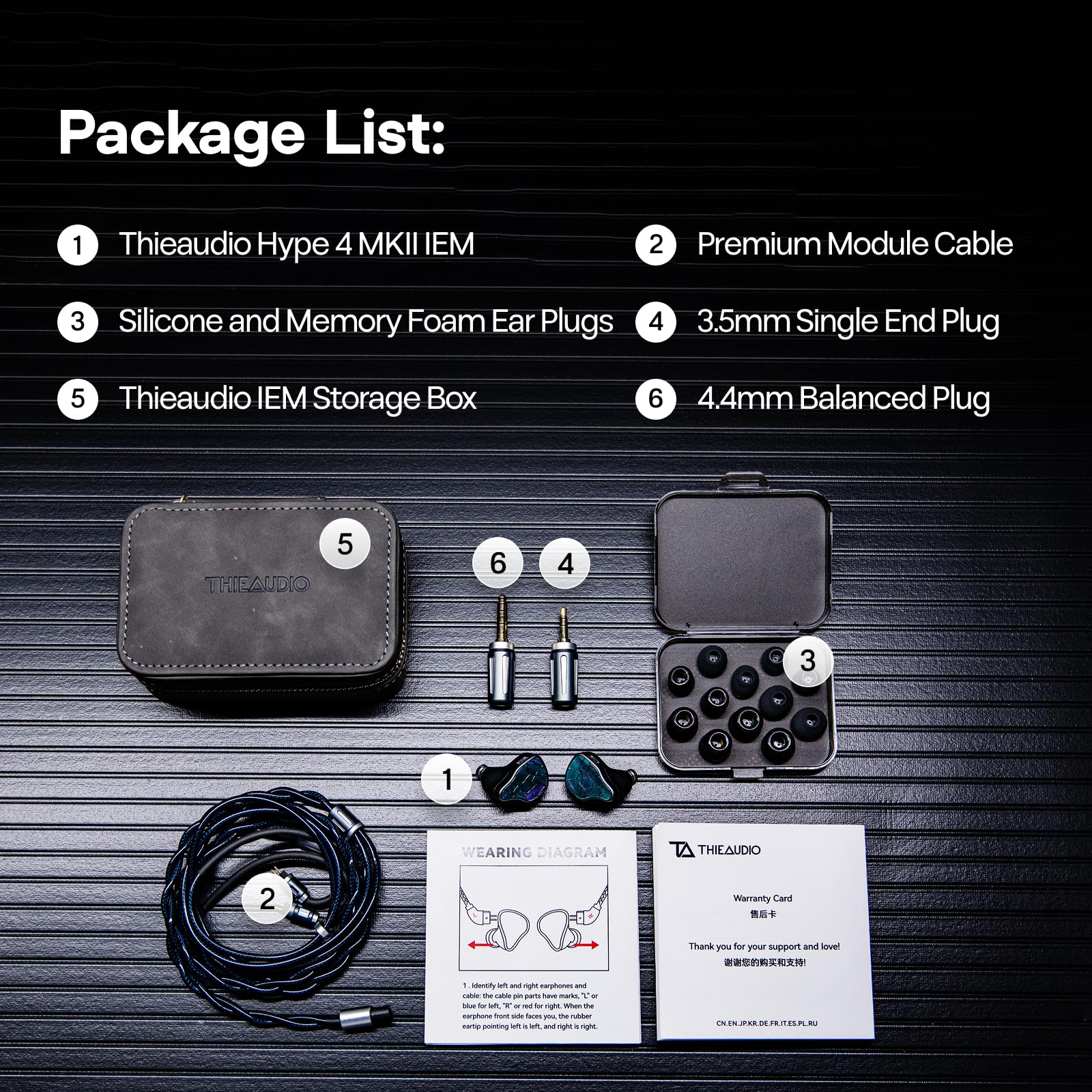 Linsoul THIEAUDIO Hype 4 MKII 2DD + 4BA Moniteur Intra auriculaire,HiFi filaires IEM, Engageant & Studio Accord Neutre,Ecouteur de Jeu en Aluminium CNC avec câble 3,5/4,4 mm pour Musicien Audiophile