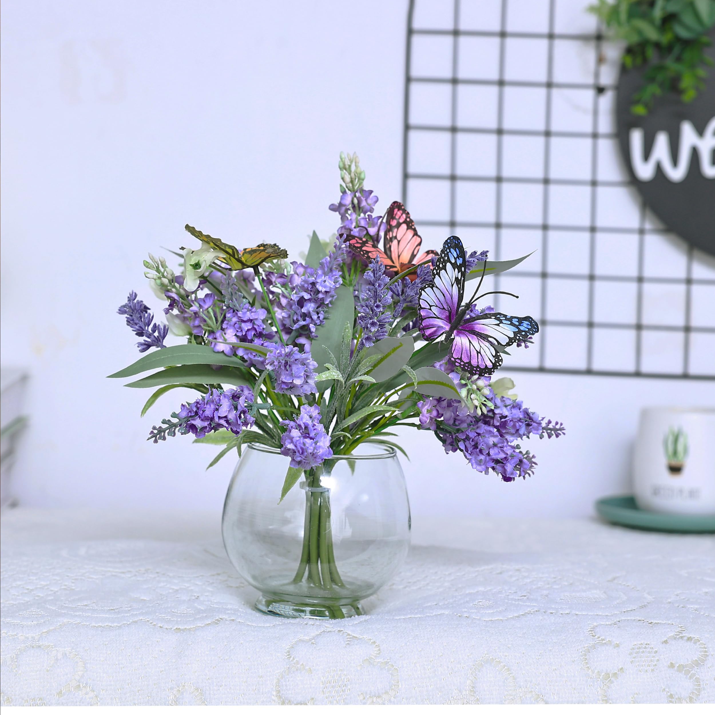   花瓶セット ラベンダ ー Amazon｜Jusdreen 人工ラベンダーブーケ ガラスの花瓶 カラフル