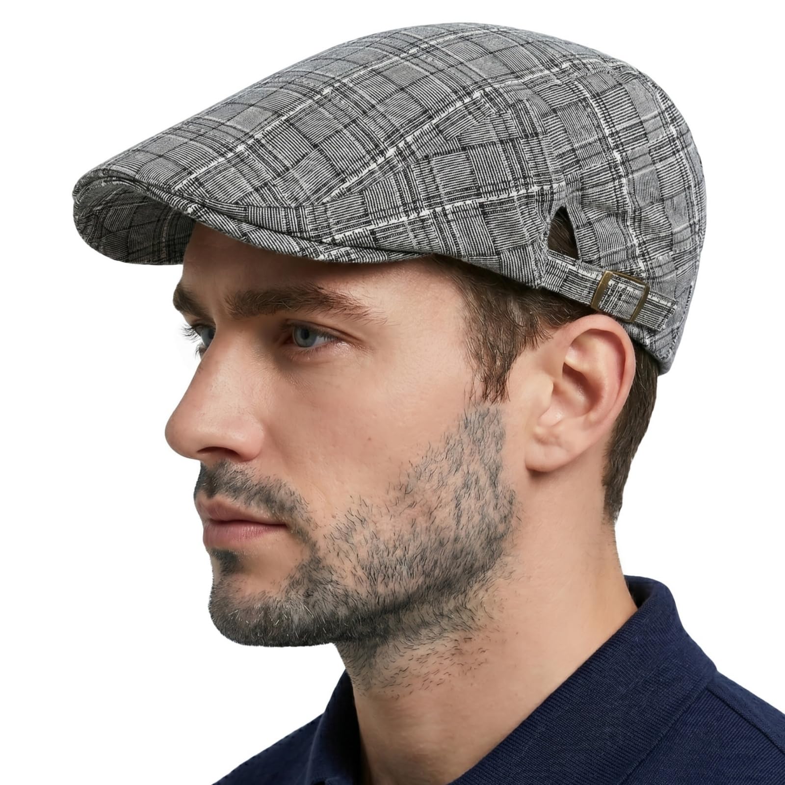 HIQIU Retro Patchwork Schirmmütze Herren Barett Cap,Schieber