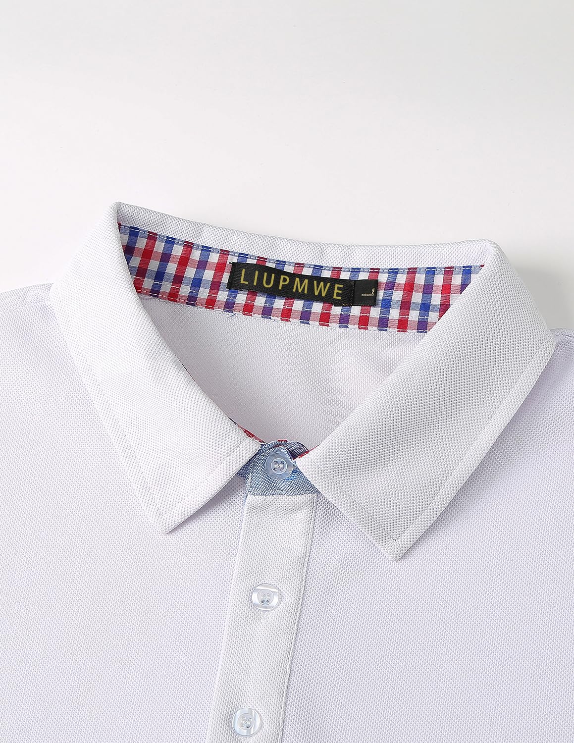 LIUPMWE Polo de Hombre Manga Larga Slim fit Golf Poloshirt Casual Cuadros a Cuello Deporte Camisas con Bolsillo