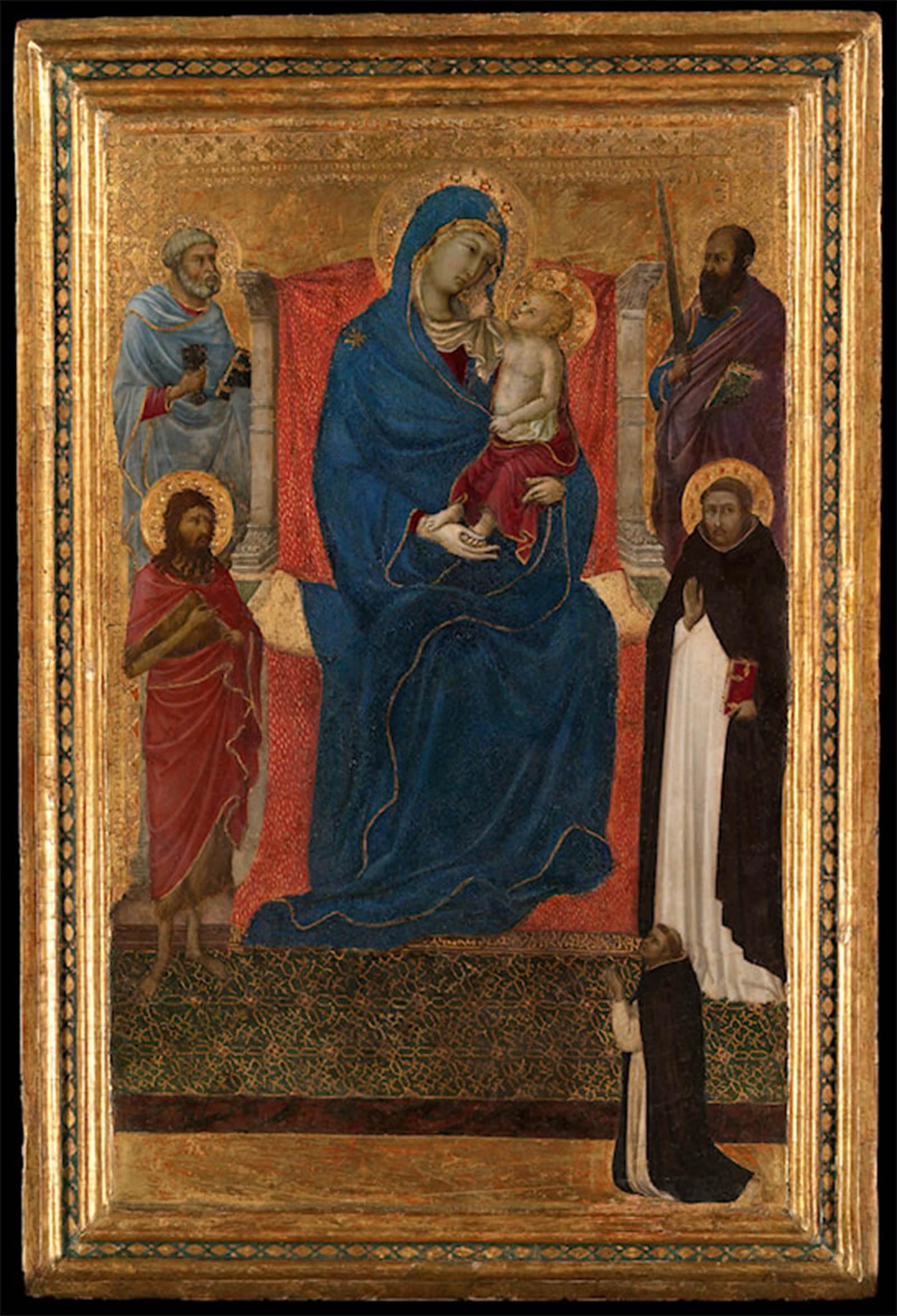 SERENDIPITP Print on Canvas Wall Art Poster Virgin and Child Enthroned with Saints Peter Paul John the Baptist and Dominic and a Dominican Supplicant by Ugolino Di Nerio for Wall Decor 60x90cm