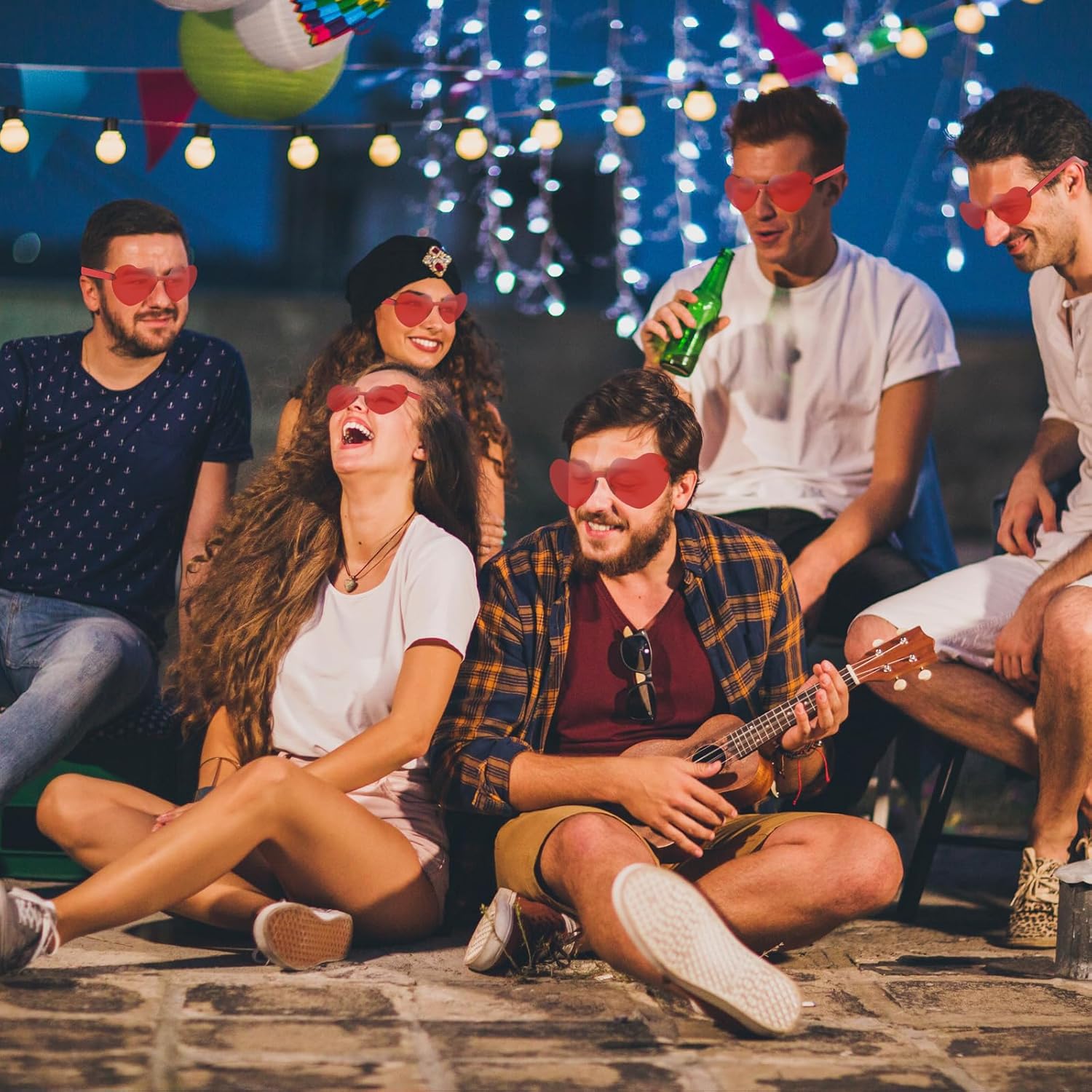 50/100 Pack Bulk Heart Sunglasses for Women Candy Transparent Rimless Pink Heart Shaped Bachelorette Glasses - Image 6