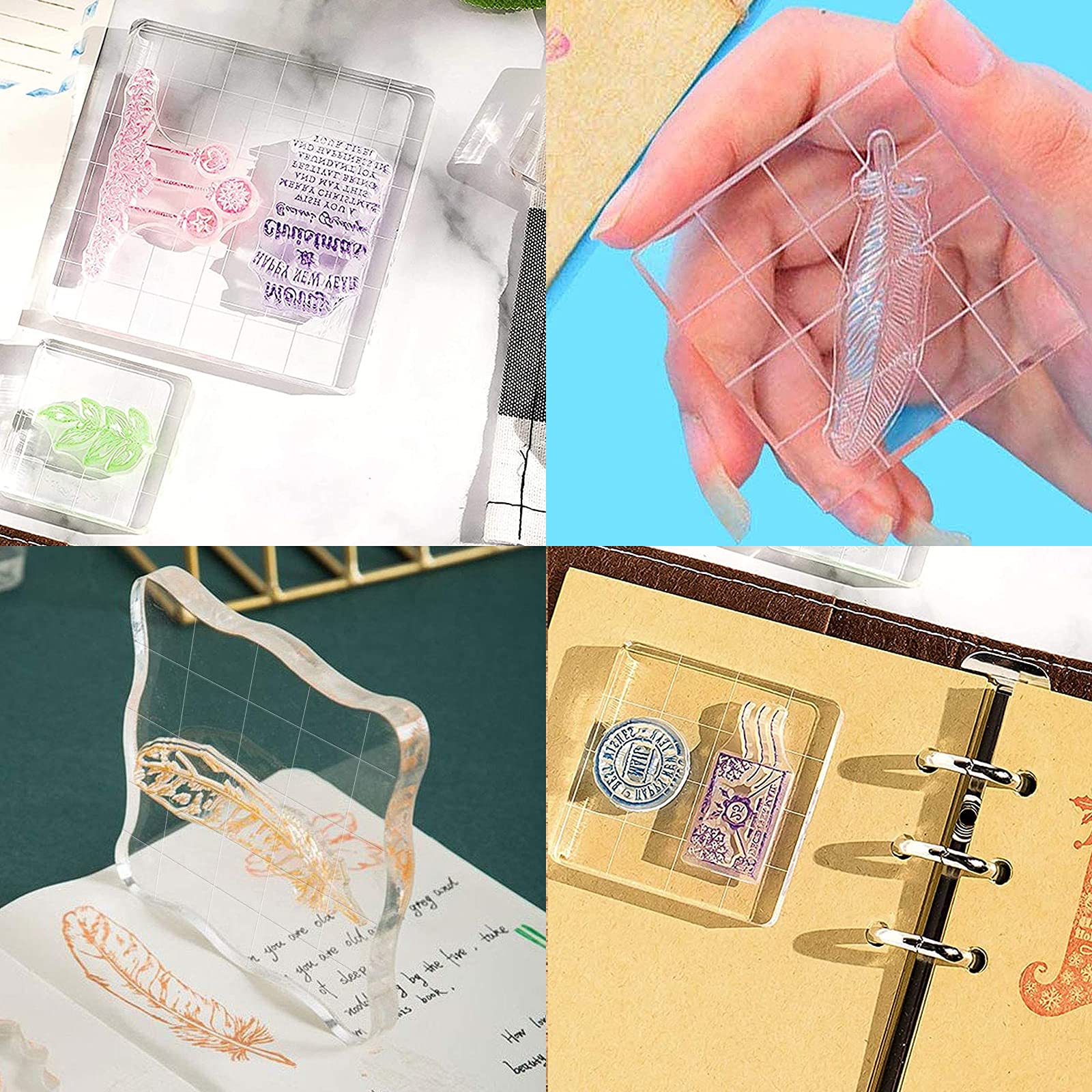 Set 9 Blocchi Acrilici Per Timbri - Con Linee Griglia, 7 Misure Diverse - Foto 8